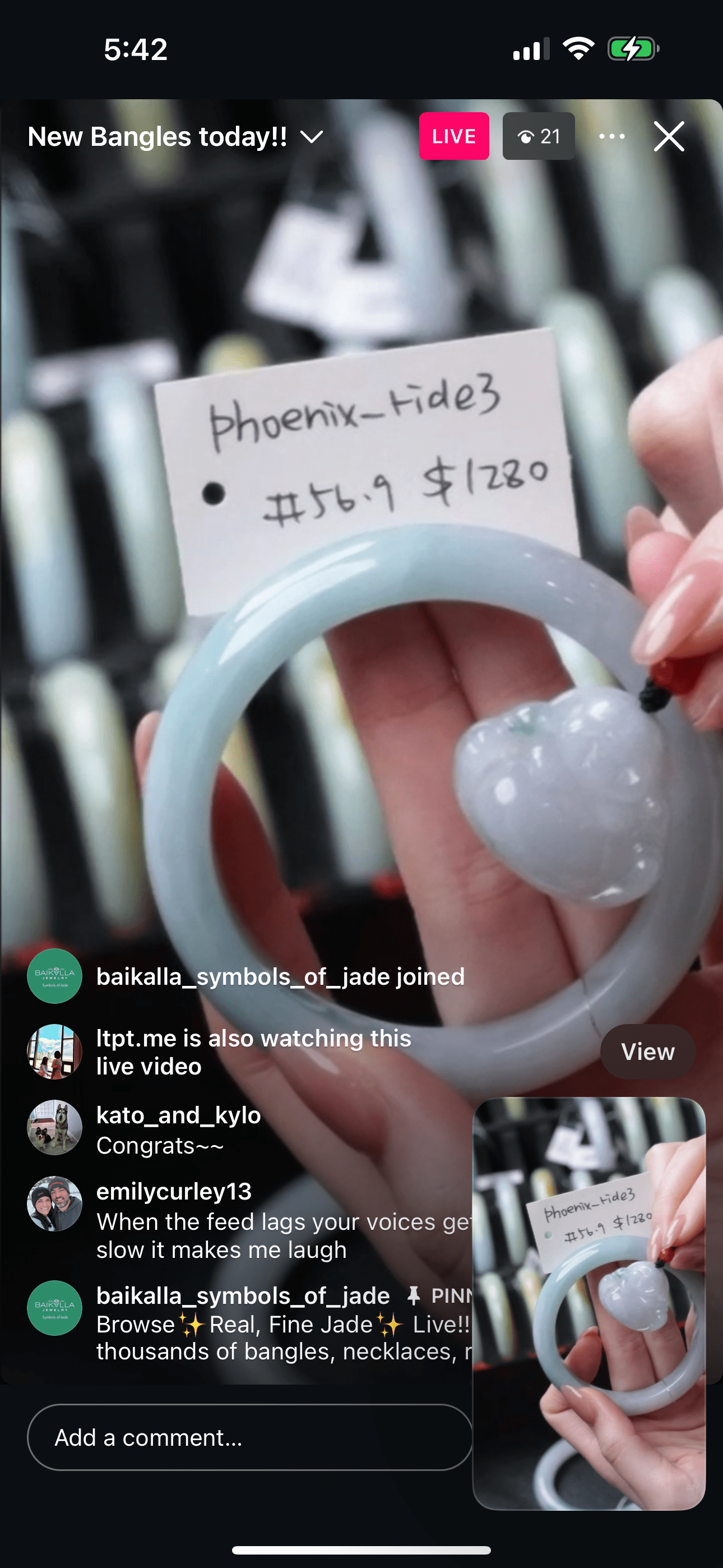 Baikalla IG Live "Light Lavender Green Natural Jadeite Jade Bangle" (Live Pick) (01/08/25)