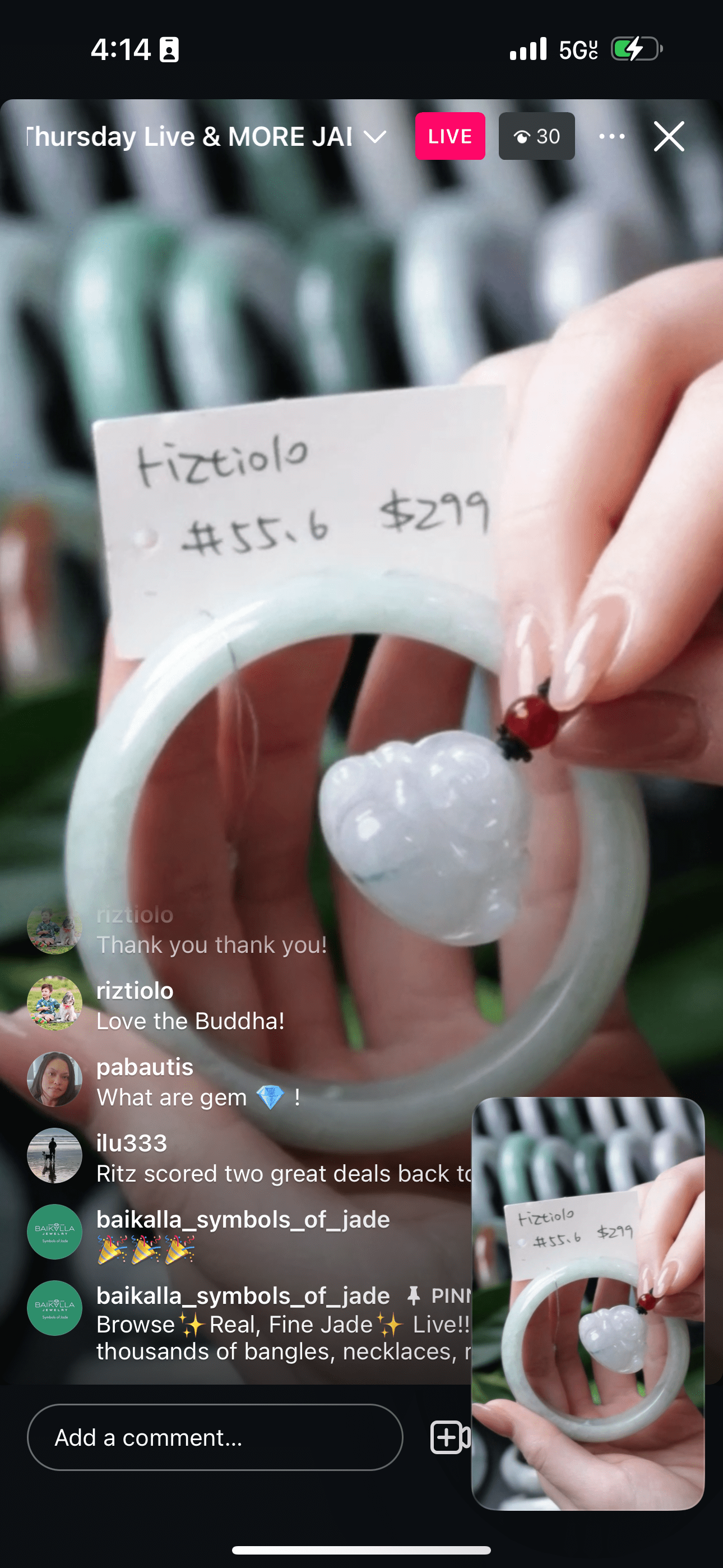 Baikalla IG Live "Natural Light Green Jadeite Jade Bangle" (Live Pick) (01/08/25)