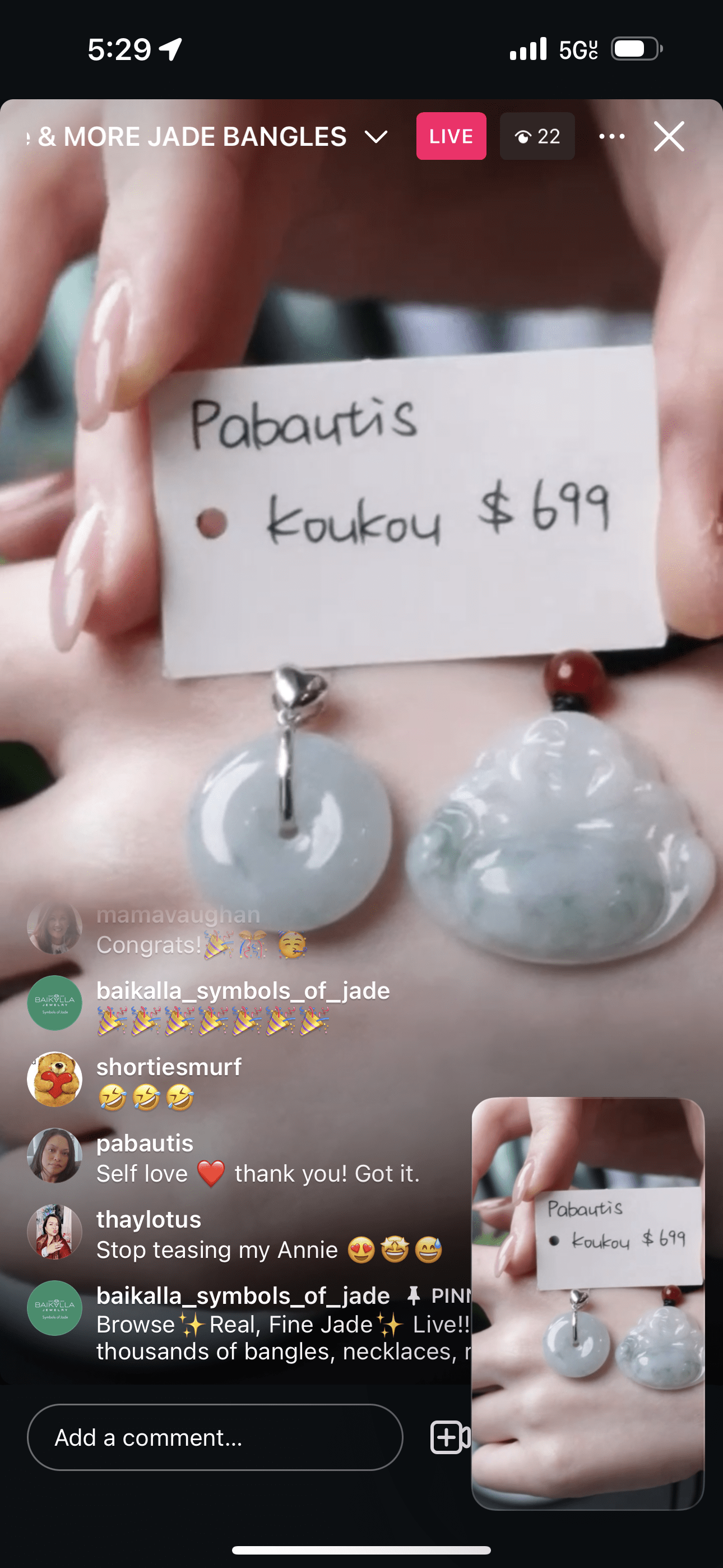 Baikalla IG Live "18k Natural Jadeite Jade Kou Kou Heart Bail Necklace" (Live Pick) (01/08/25)