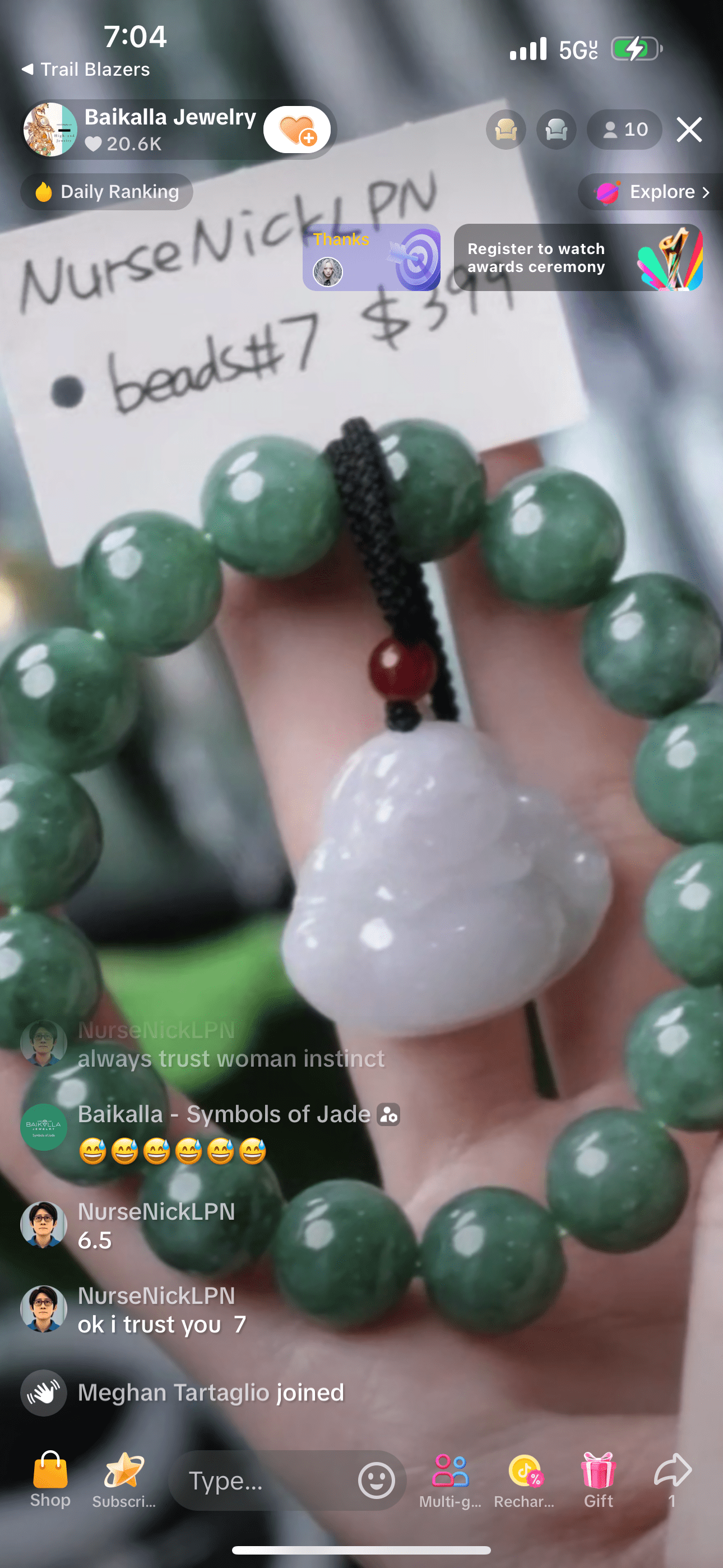 Baikalla IG Live "Natural Forest Green Jadeite Jade Bangle" (Live Pick) (01/08/25)