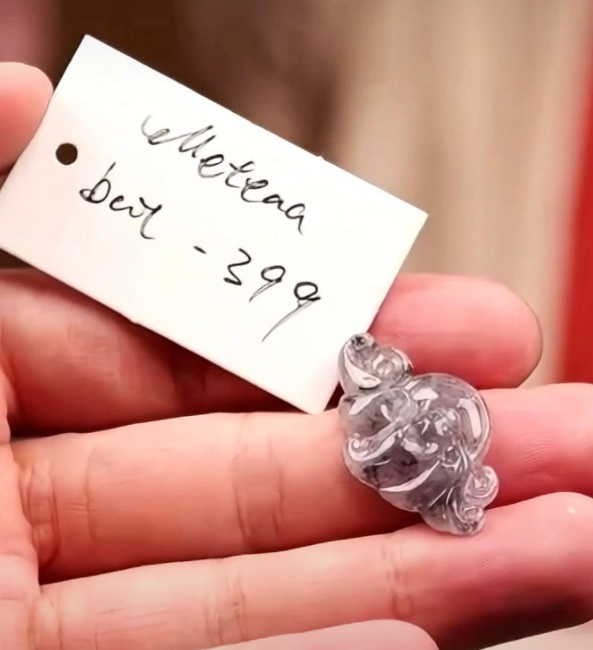 "Live" Natural Moonlight &amp; Smokey Wuji Flowers Bat Jadeite Jade Pendant (10/14/26)