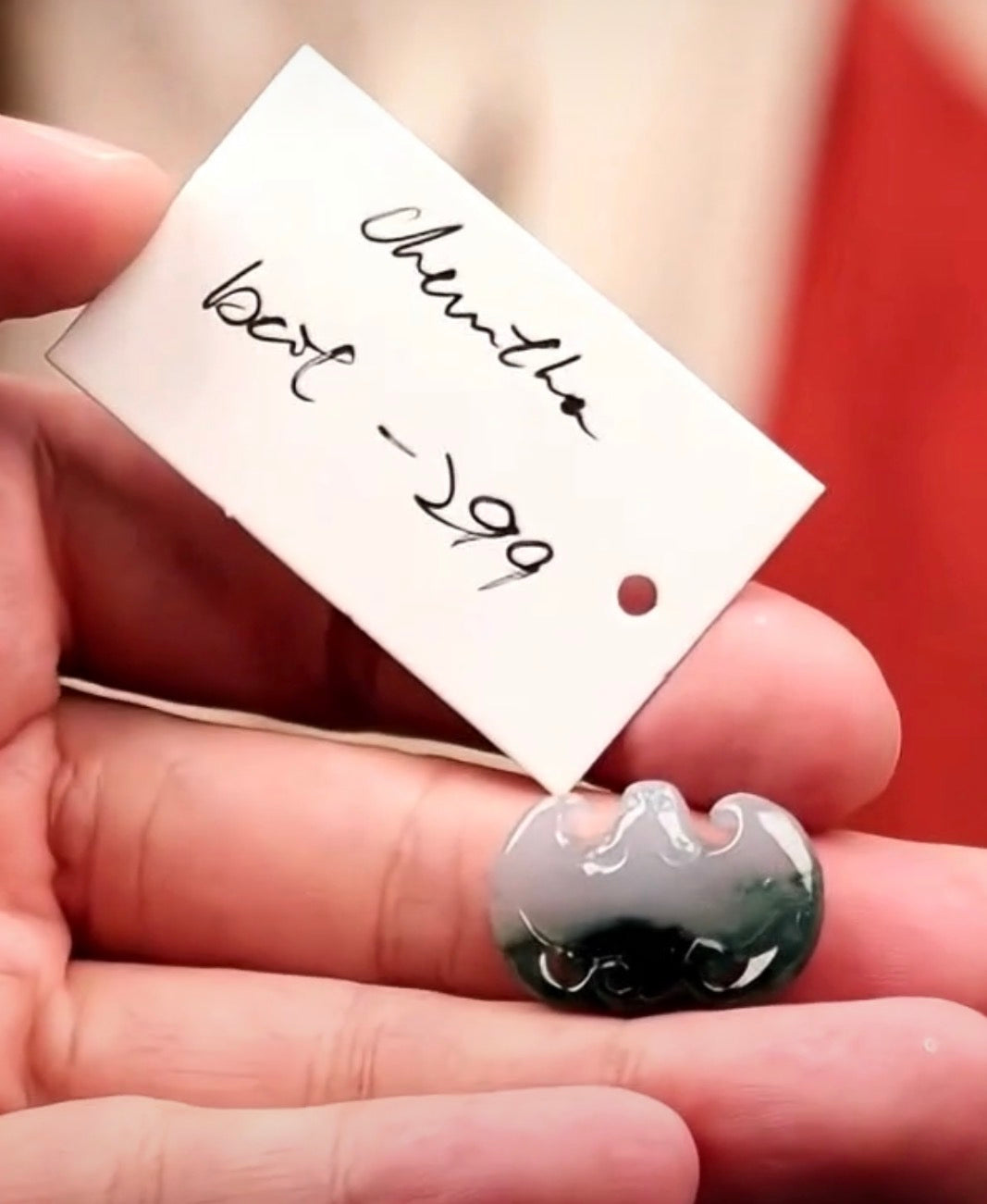 "Live" Natural Dark Green W/ Wuji &amp; Moonlight Bat Jadeite Jade Pendant (10/14/26)