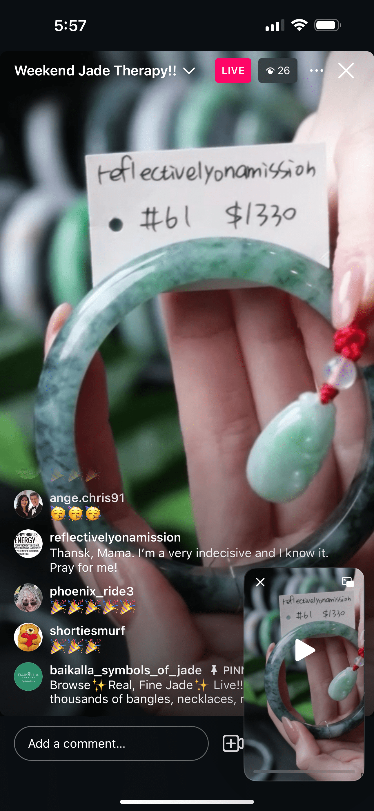 Baikalla IG Live "Natural Forest Green Green Jadeite Jade Bangle" (Live Pick) (01/11/25)
