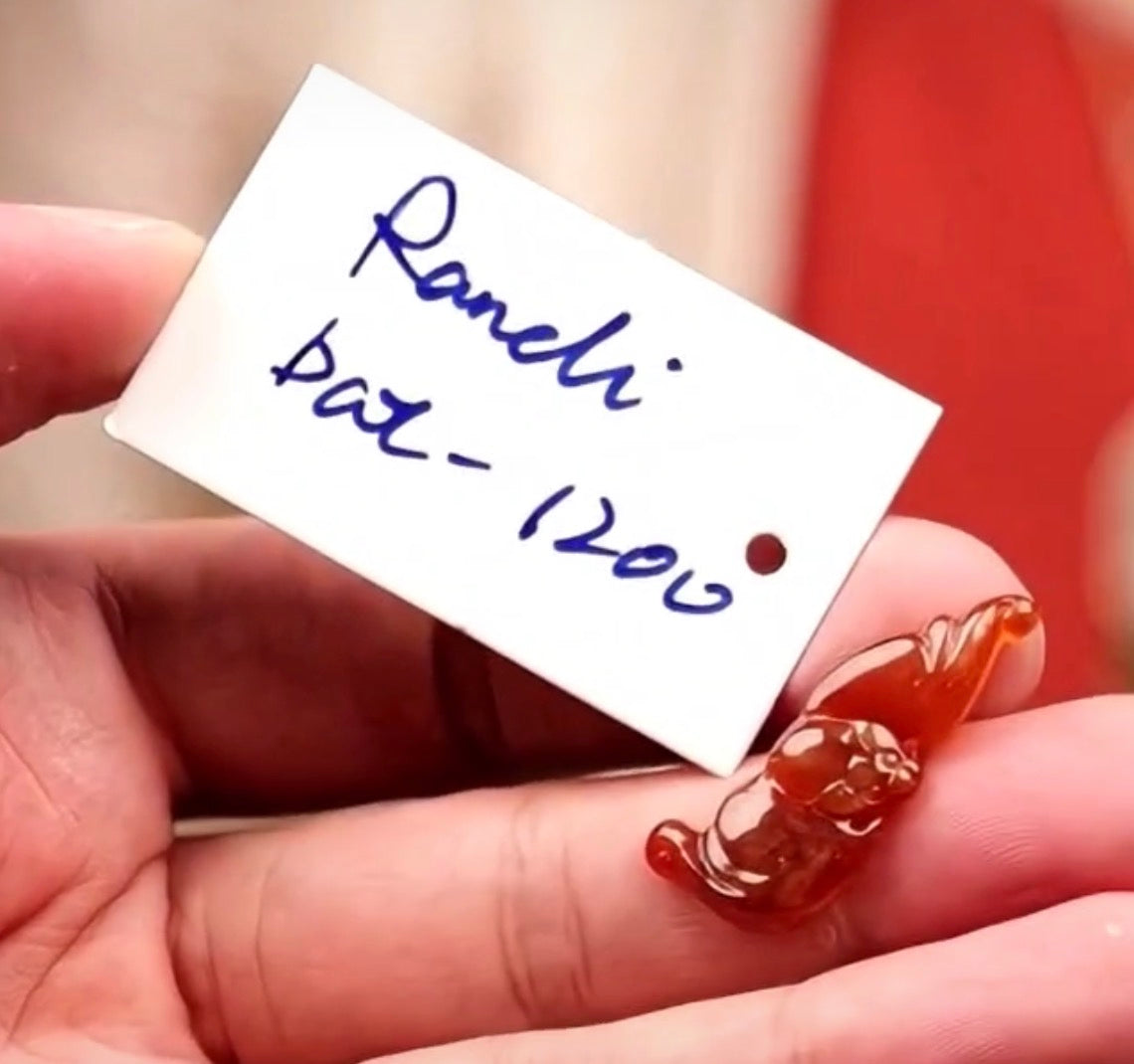 "Live" Natural Red-Orange Bat Jadeite Jade Pendant (10/14/26)