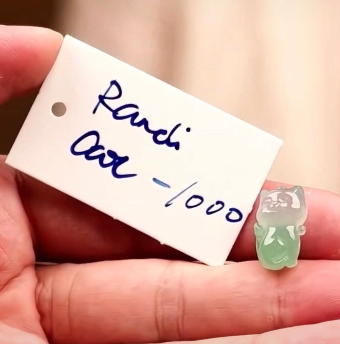 "Live" Icy Natural Light Apple Green &amp; Moonlight Cat Jadeite Jade Pendant (10/14/26)