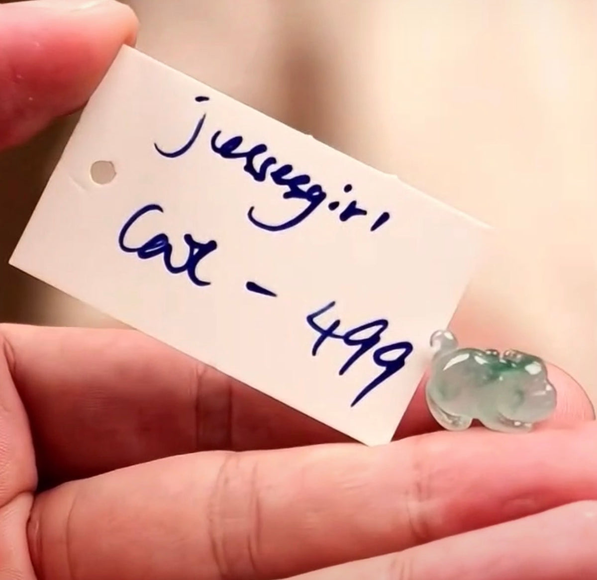 "Live" Icy Natural Light Oil Green W/ Green Flowers Cat Jadeite Jade Pendant (10/14/26)