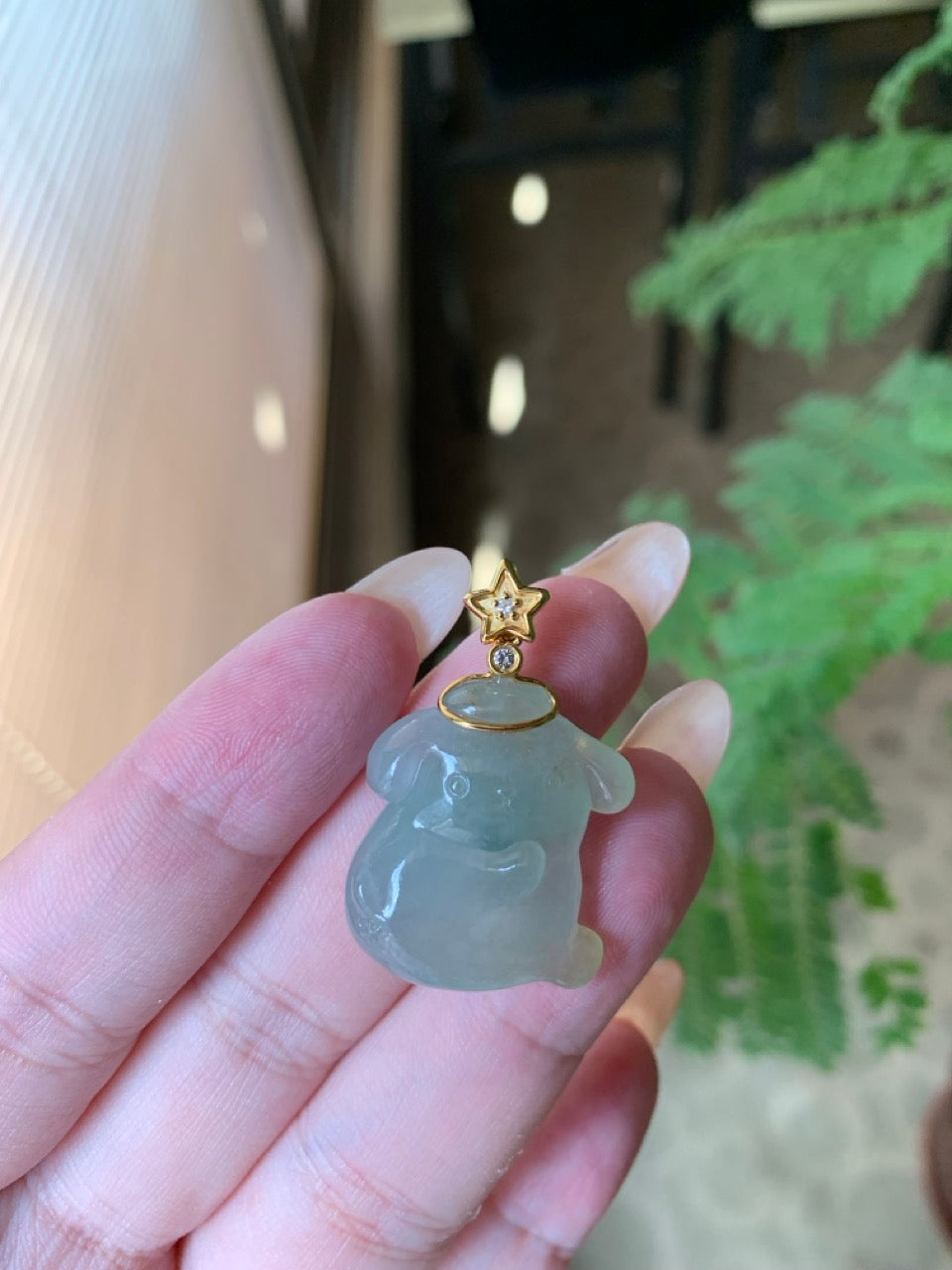 Custom 18K Yellow Gold Yellow Green Jadeite Jade Pendant Gold Setting (Gold Only)