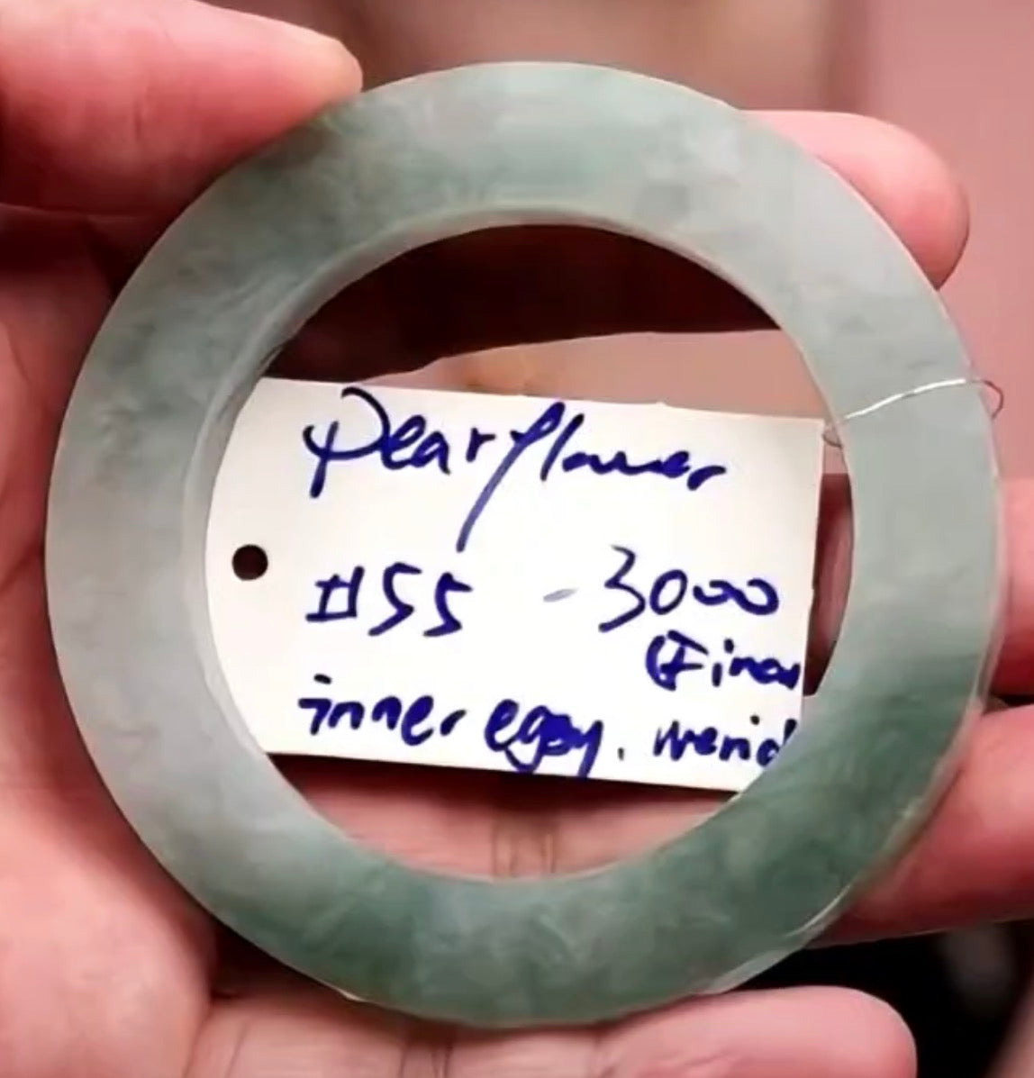 "Live" Icy Natural Green Jadeite Jade Semi-Polished Bangle (10/15/26)