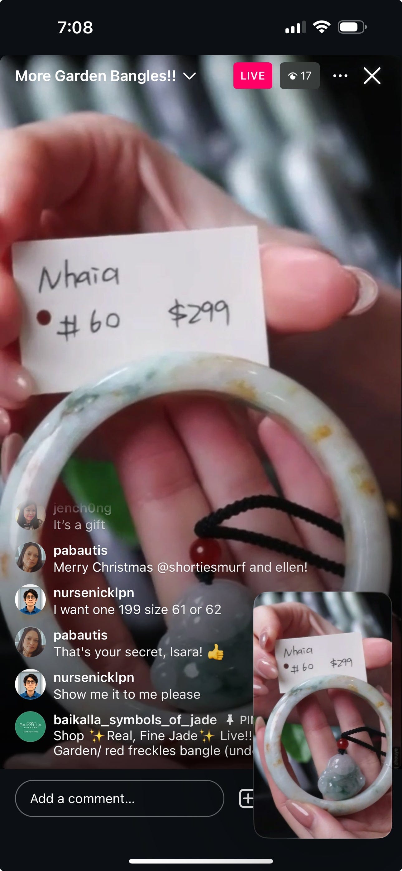 Baikalla IG Live "Natural Blue Green & Red Freckle Jadeite Jade Bangle" (Live Pick) (12/21/24)