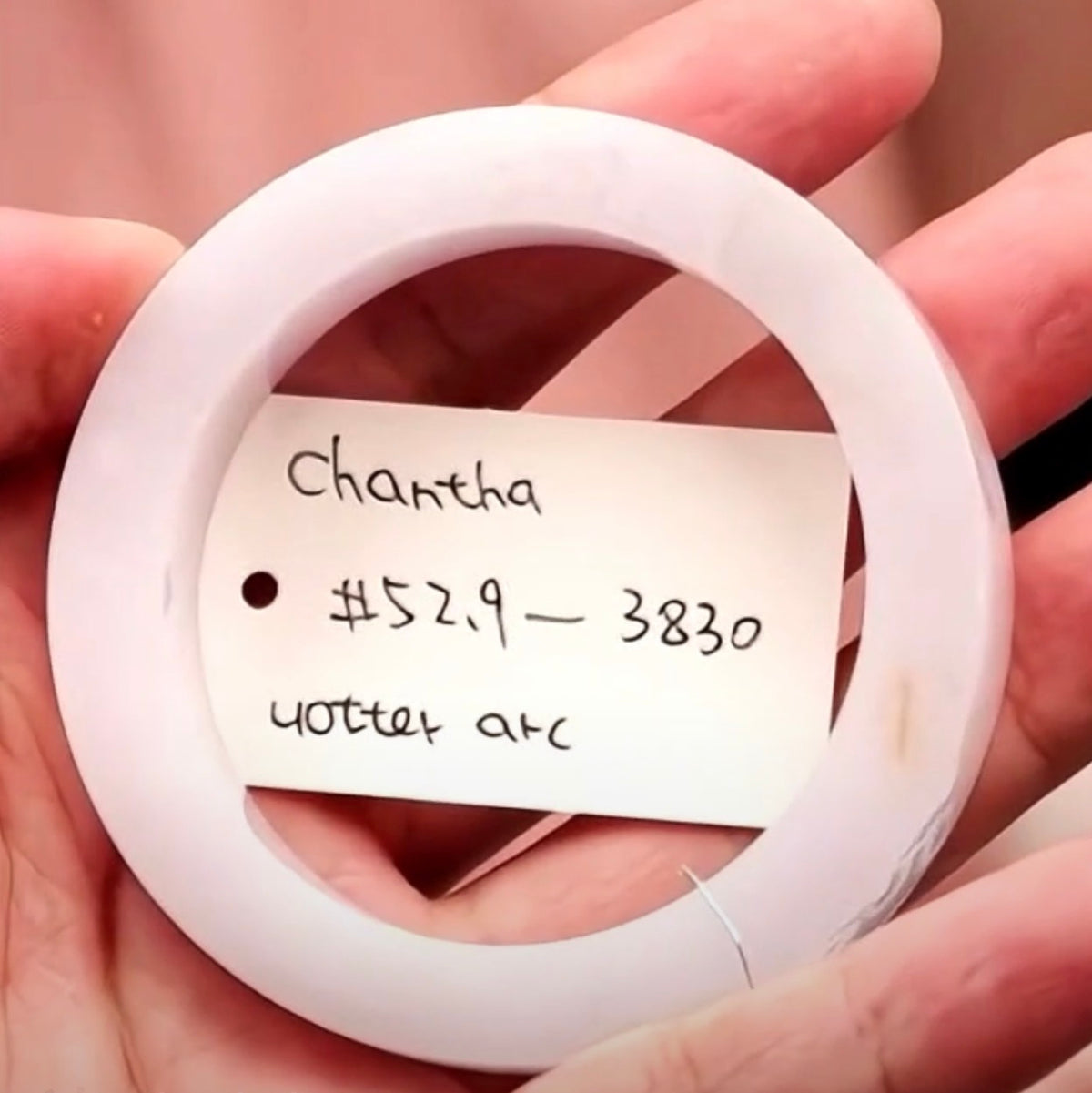 "Live" Icy Natural Light Pink W/ Sajin Jadeite Jade Semi-Polished Bangle (10/17/26)