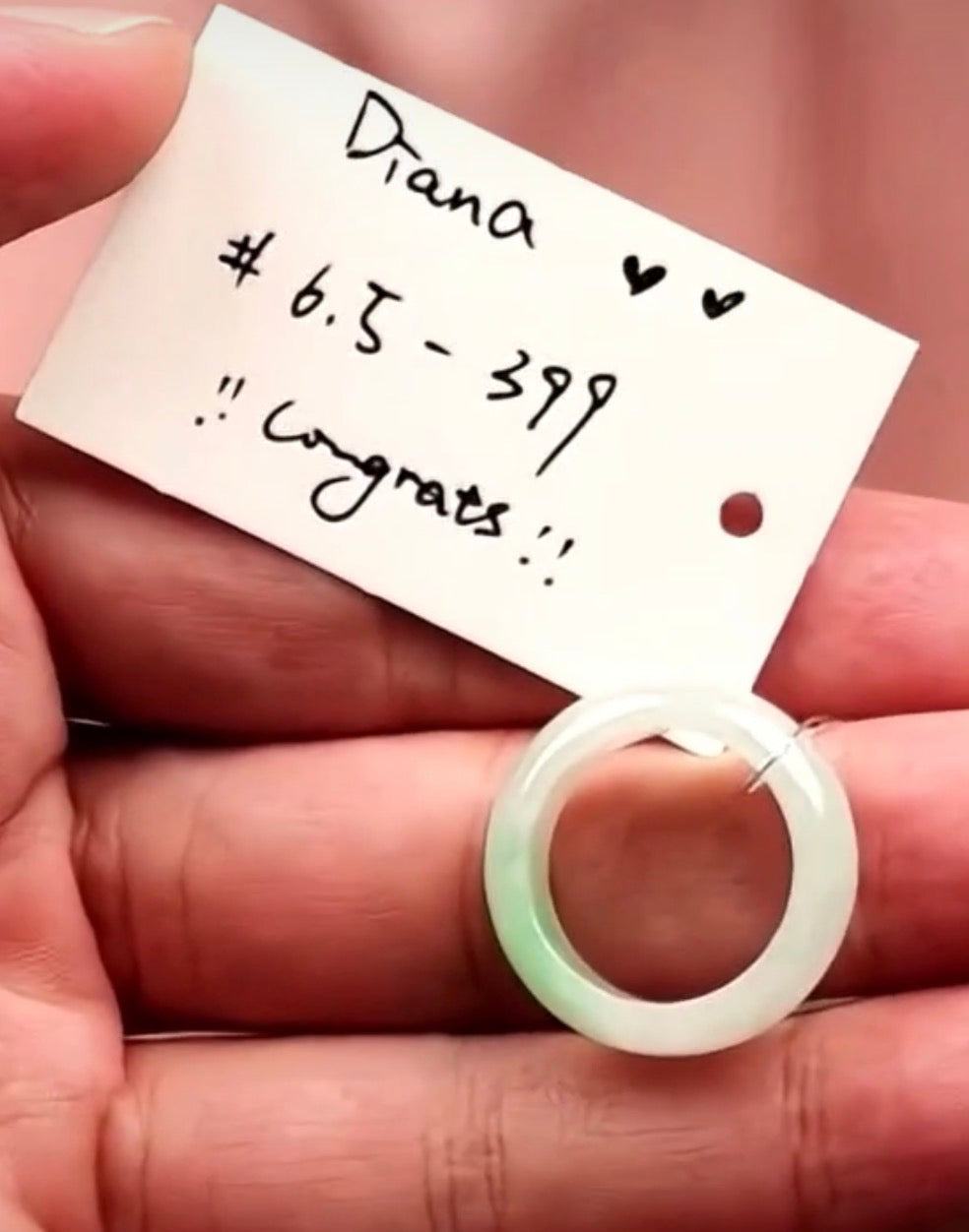 "Live" Icy Natural Light Green Traditional Jadeite Jade Ring (10/20/26)