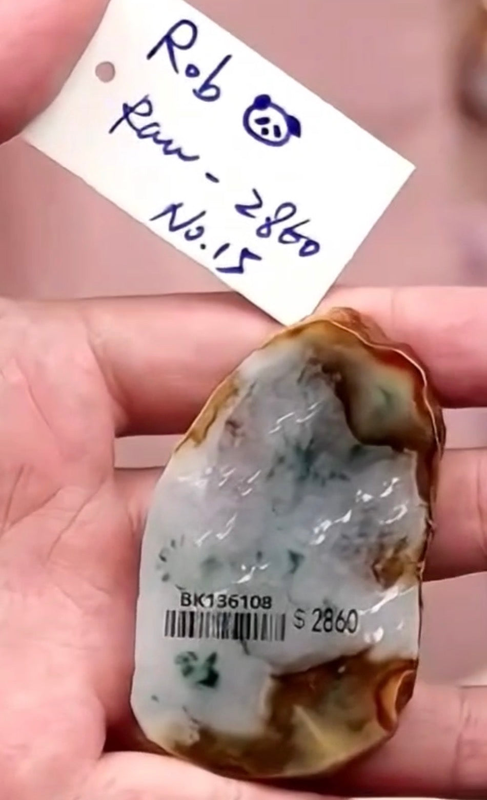 "Live" Icy Natural Light Blue-Green W/ Flowers &amp; Hazel Brown Raw Jadeite Jade (10/24/26)
