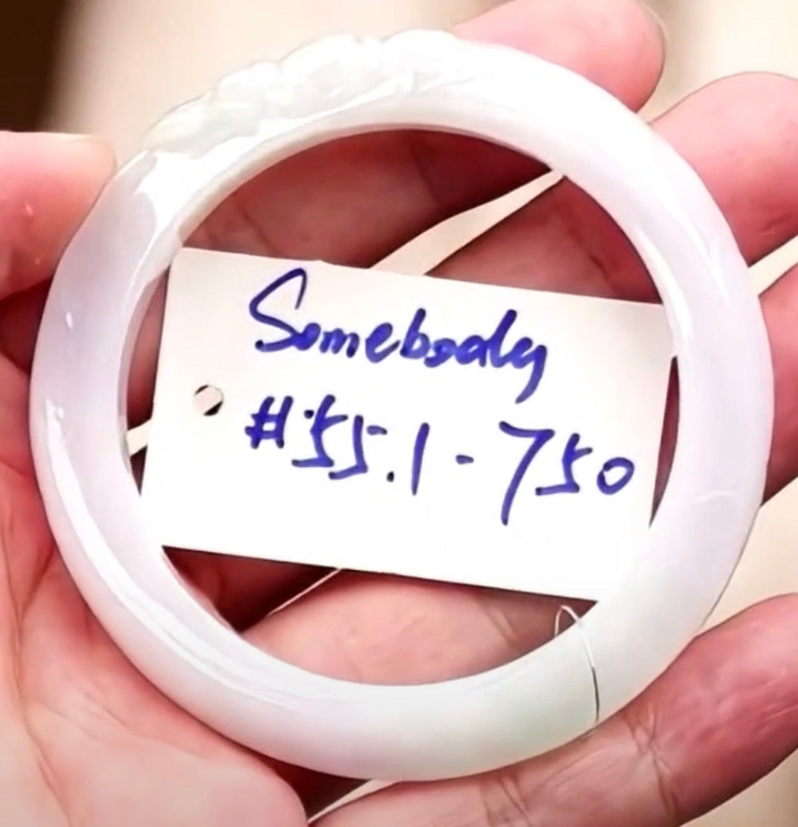 "Live" Natural Light Pink &amp; Light Green Ruyi Bat Flowing Carving Jadeite Jade Bangle (10/29/26)