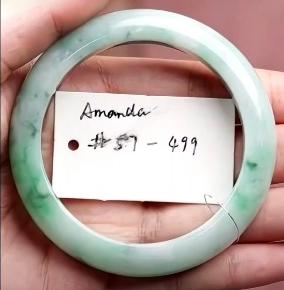 "Live" Natural Light Green W/ Vibrant Green Flowers Jadeite Jade Bangle (10/29/26)