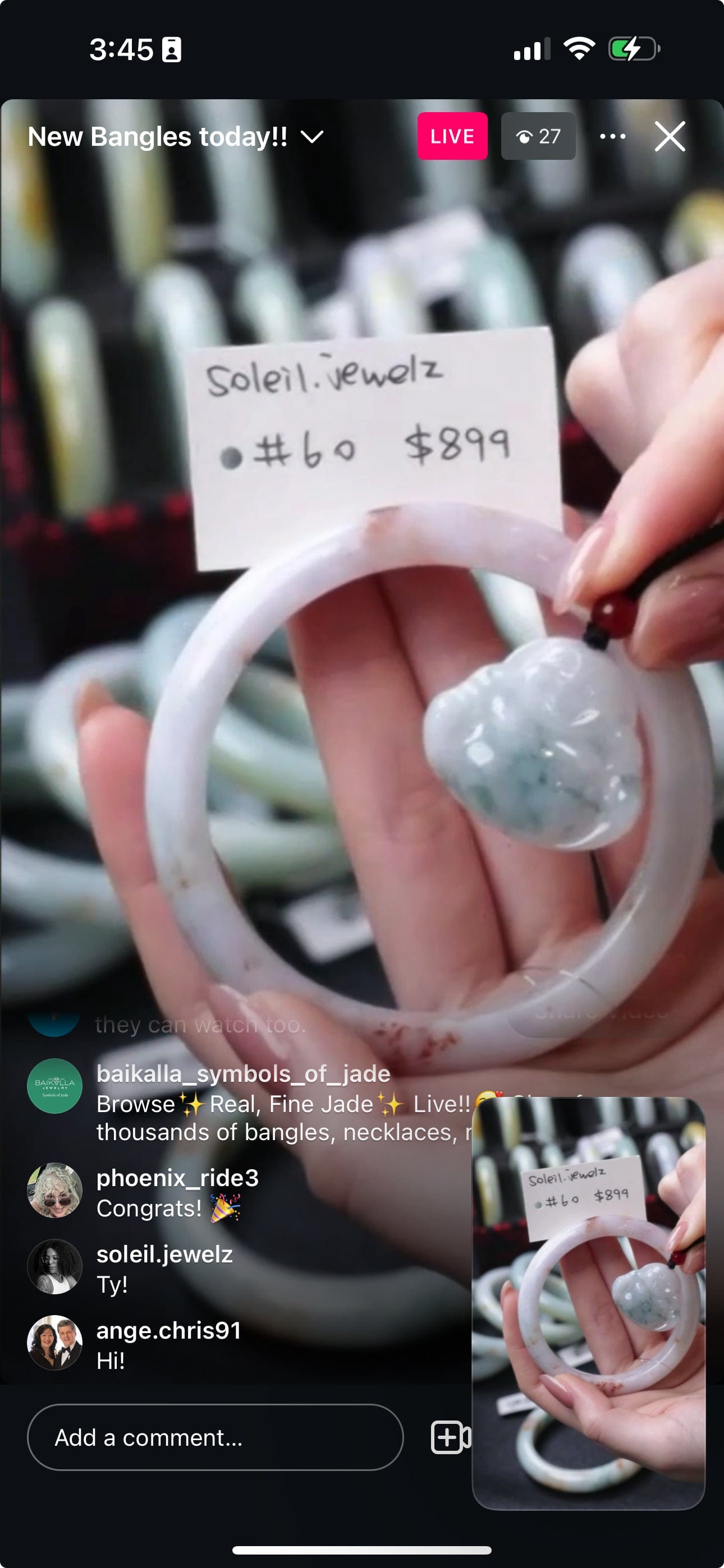 Baikalla IG Live "Lavender & Red Spots Natural Jadeite Jade Bangle" (Live Pick) (01/08/25)