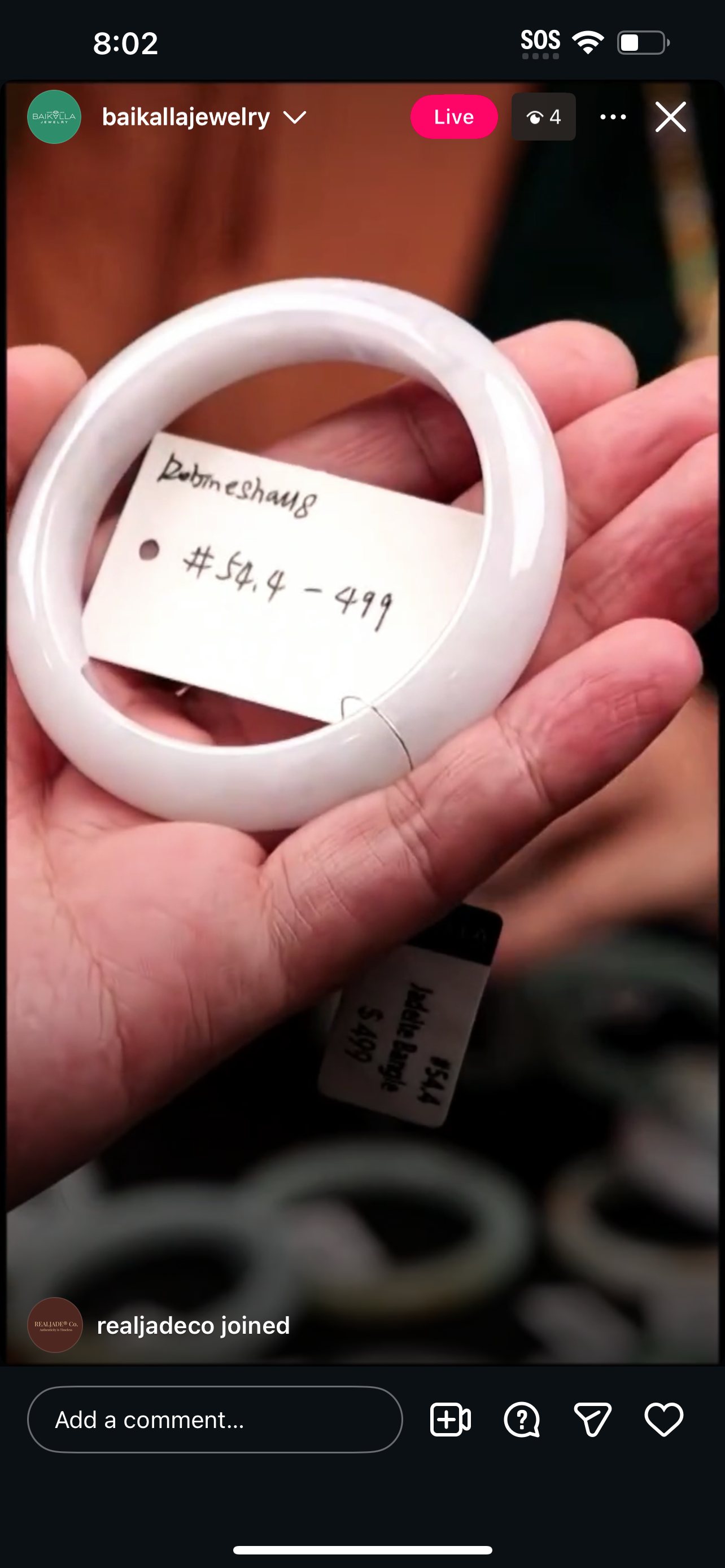 &quot;Live&quot; White-Lavender Natural Jadeite Jade Bead Bracelet (12/03/2025)