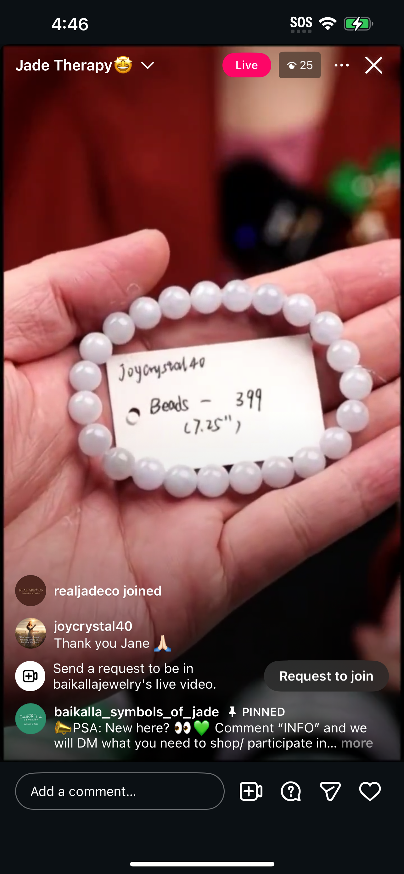 &quot;Live&quot;Light-Lavender Natural Jadeite Jade Bead Bracelet (12/04/2025)