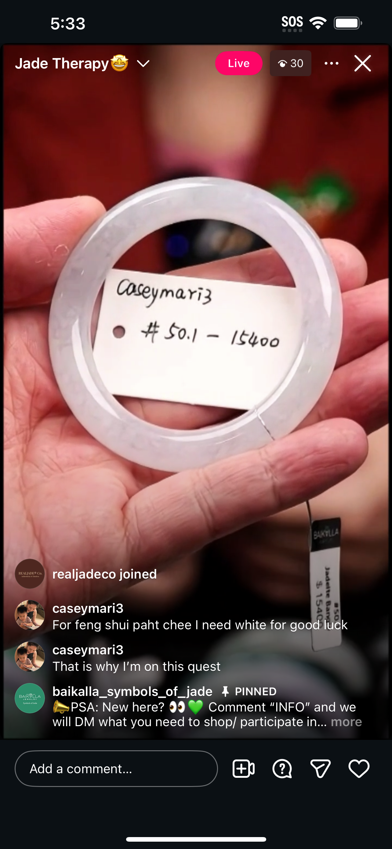 &quot;Live&quot; Icy Moonlight Natural Jadeite Jade Traditional Round Bangle (12/04/2025)