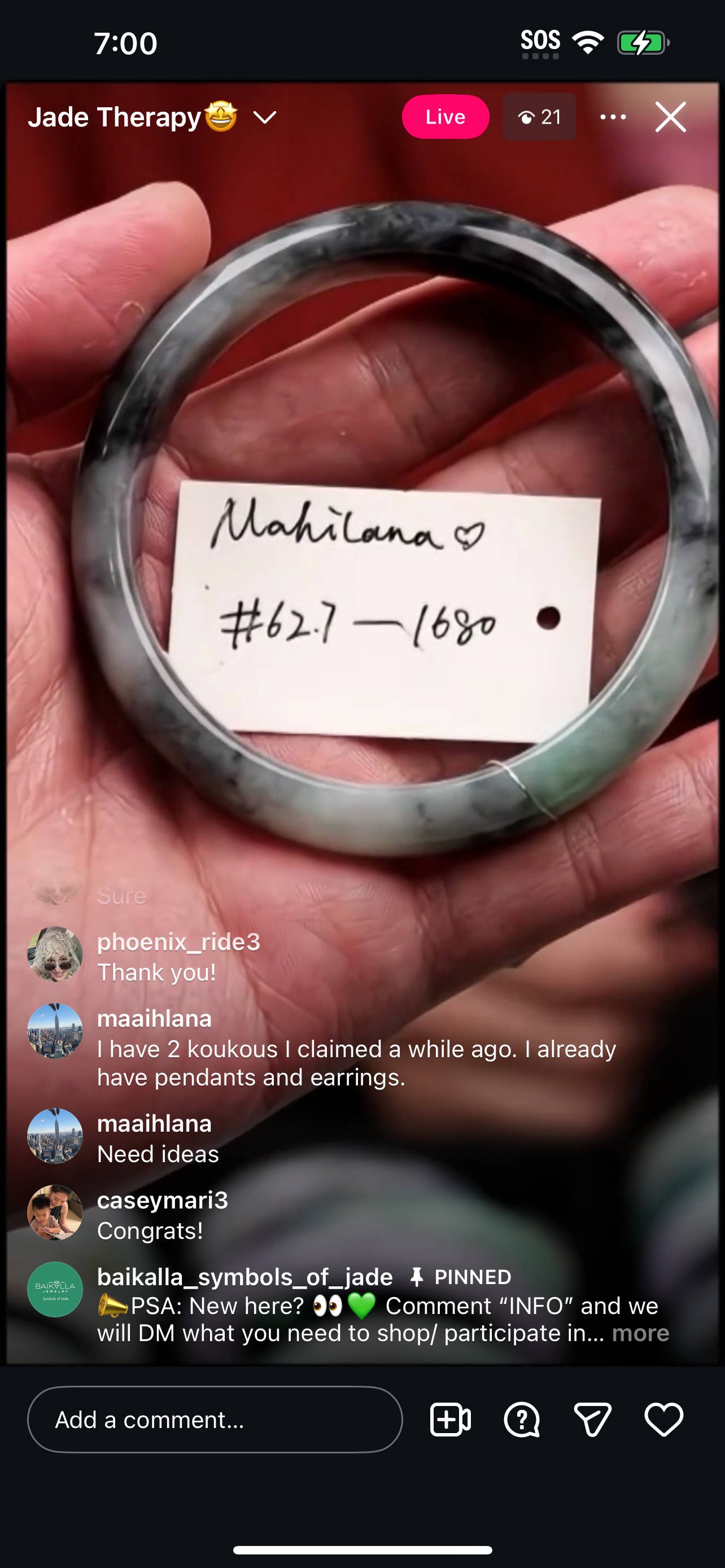 &quot;Live&quot; Dark Green Wuji Traditional Round Bangle (12/04/2025)