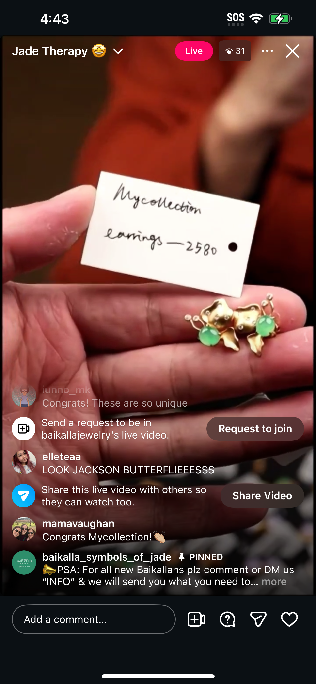 &quot;Live&quot; 18k Gold Vibrant Green Natural Jadeite Jade Butterfly Earring (12/04/2025)