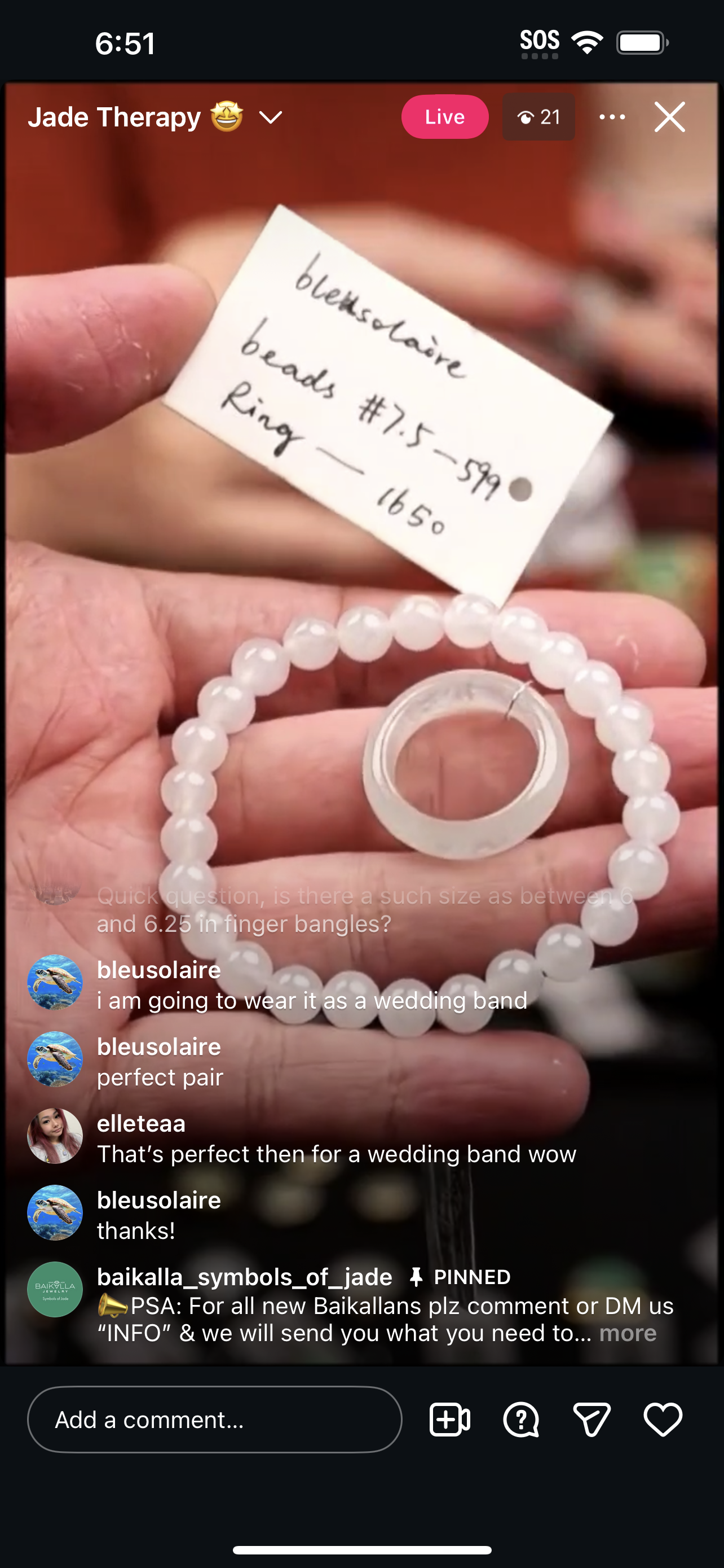 &quot;Live&quot; Light-Icy White Natural Jadeite Jade Bead Bracelet (12/06/2025)