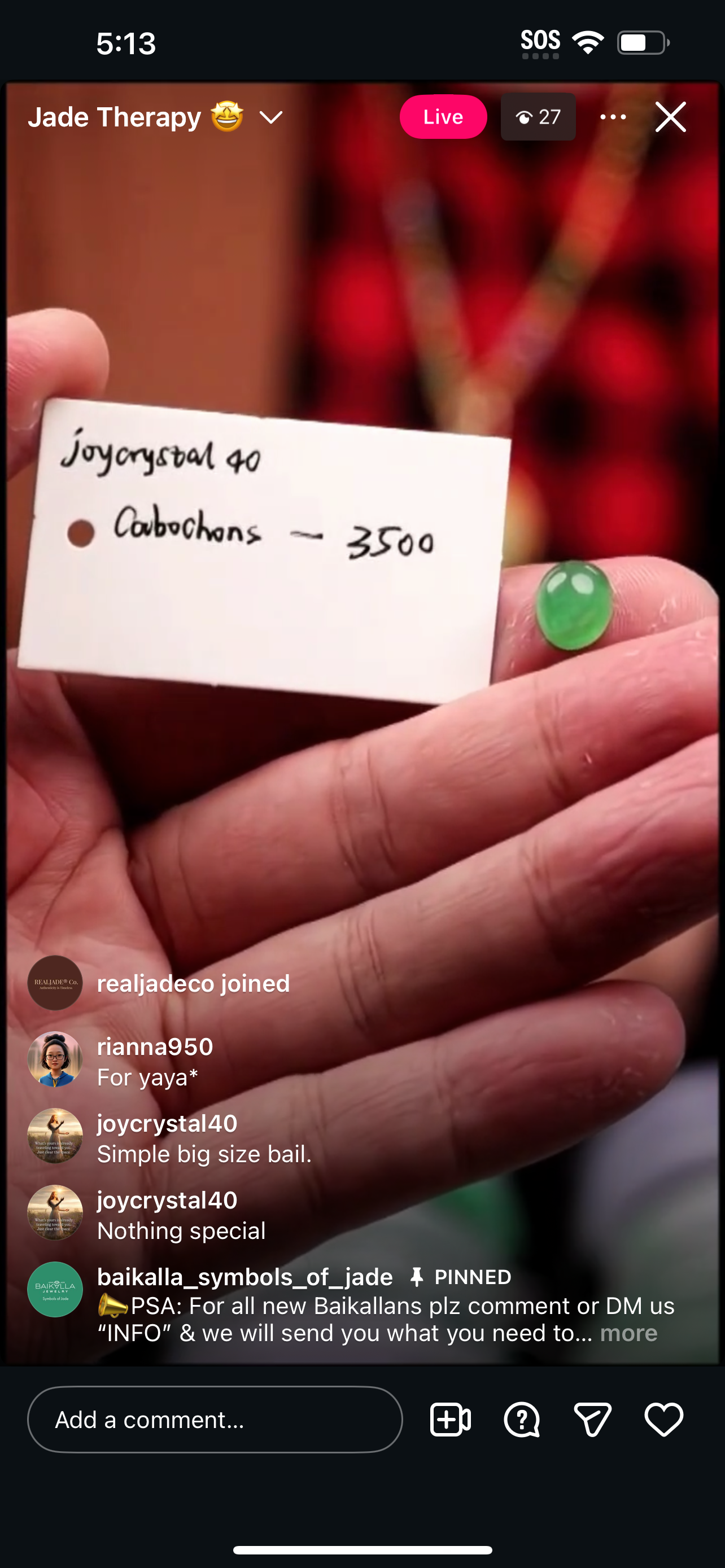 &quot;Live&quot; Icy Imperial Green Natural Jadeite Jade Cabochon (12/08/2025)