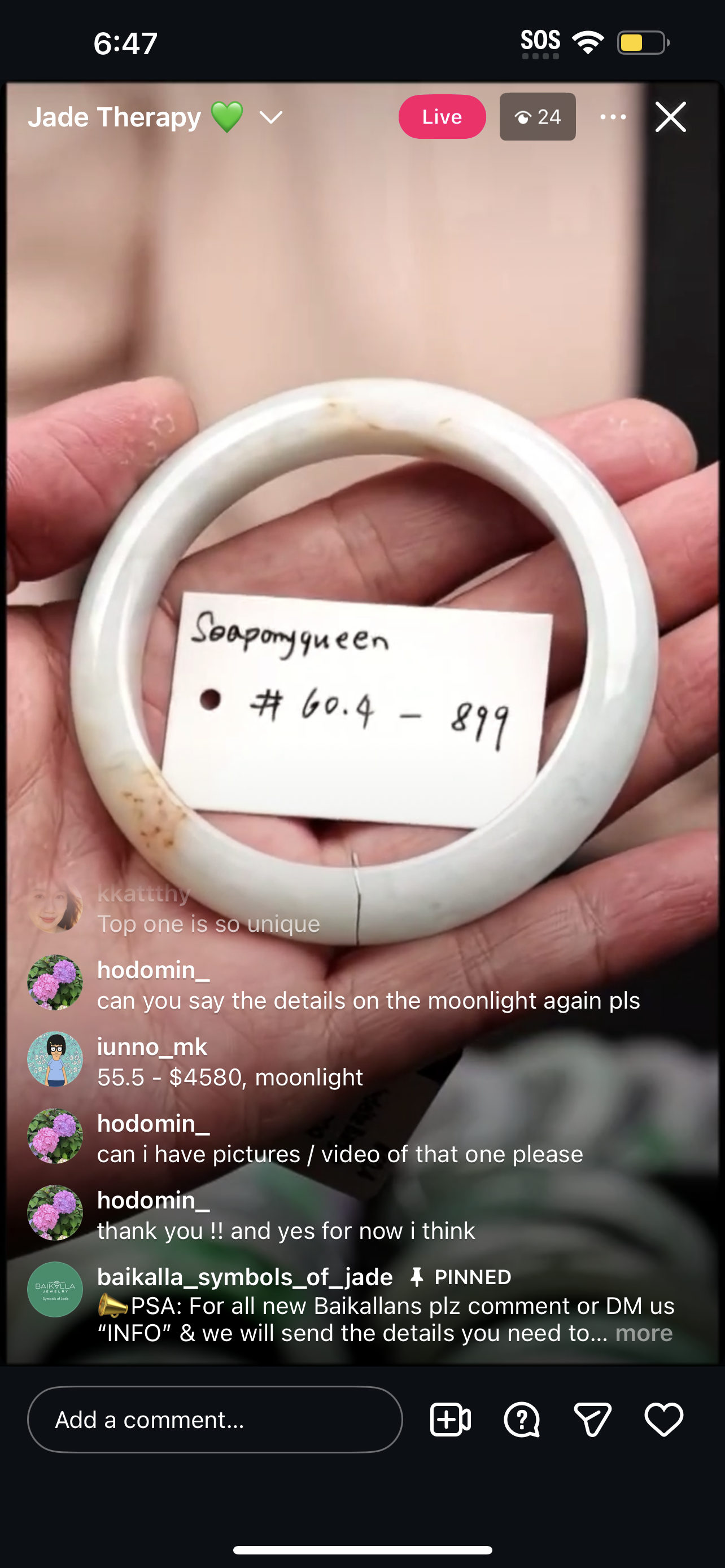 &quot;Live&quot; Moonlight W/ Orange Sajin (&quot;Gold Dust&quot;)  Flower Natural Jadeite Jade Comfort Fit (12/09/2025)