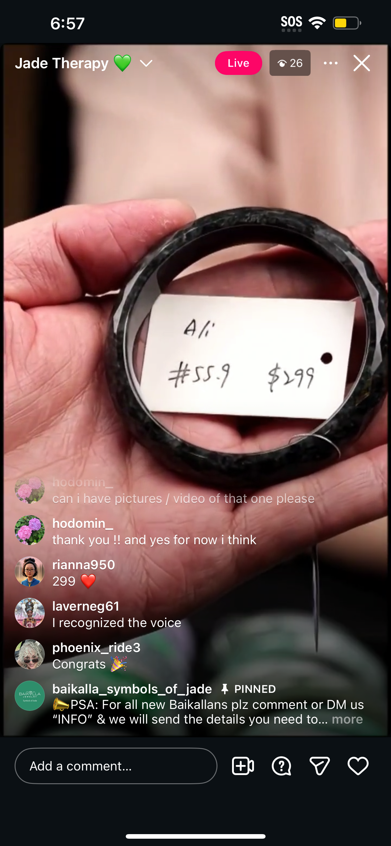 &quot;Live&quot; Wuji Natural Jadeite Jade Diamond Cut Bangle (12/09/2025)