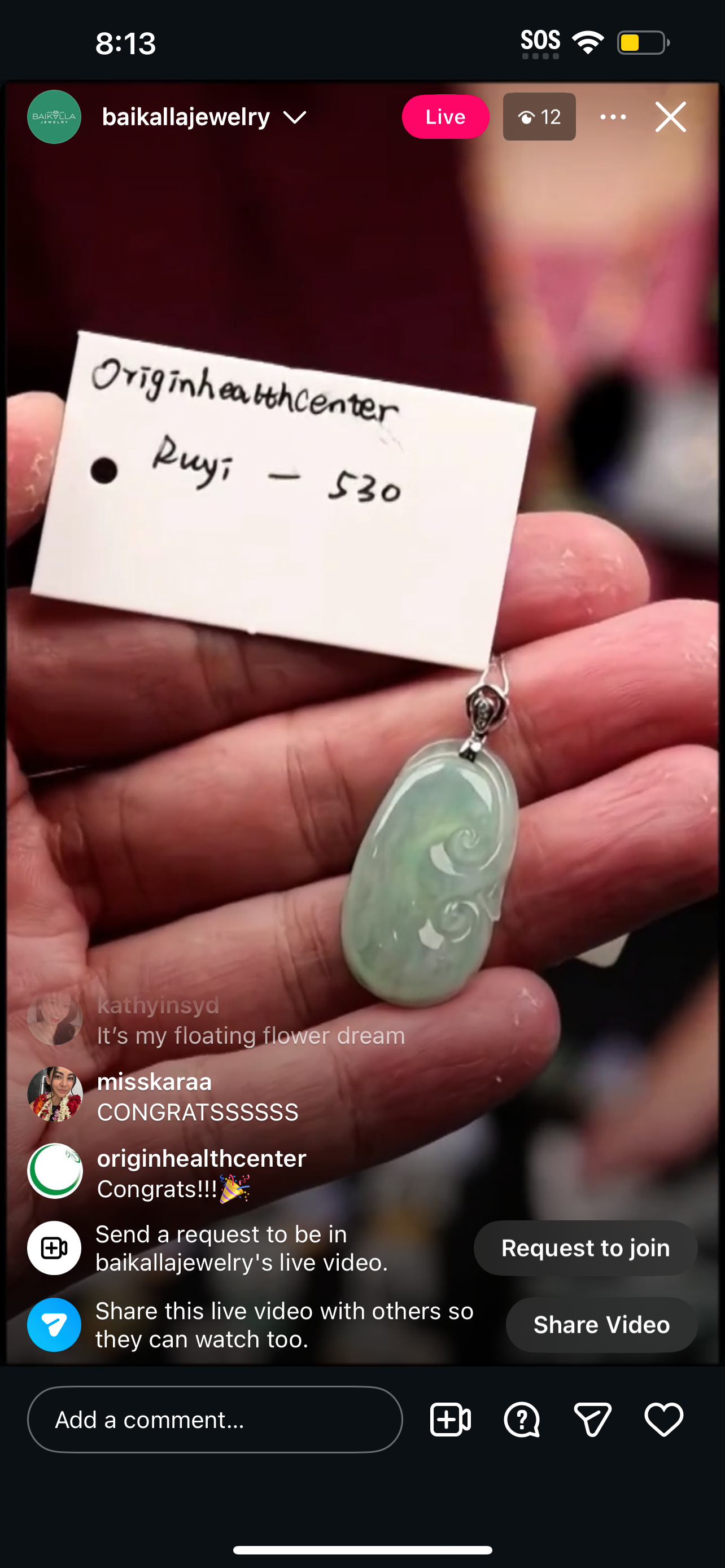 &quot;Live&quot; Light-Green Natural Jadeite Jade Ruyi (12/09/2025)