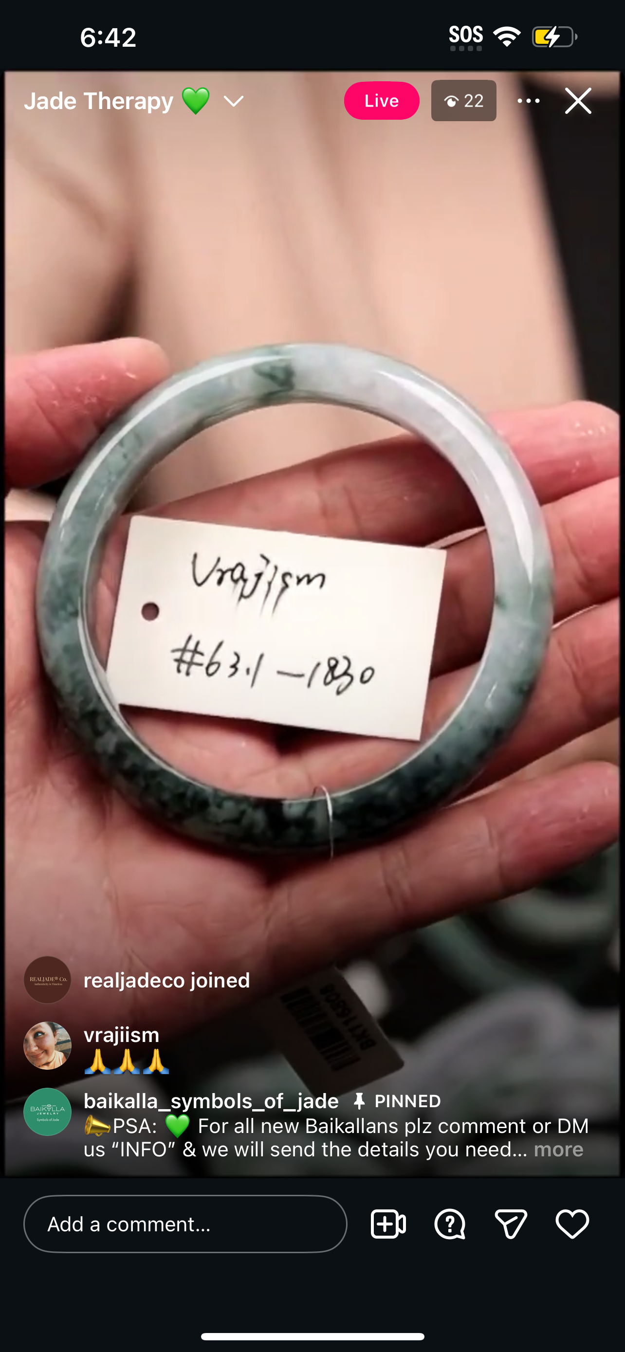 &quot;Live&quot; Blue-Green Natural Jadeite Jade Bangle (12/10/2025)