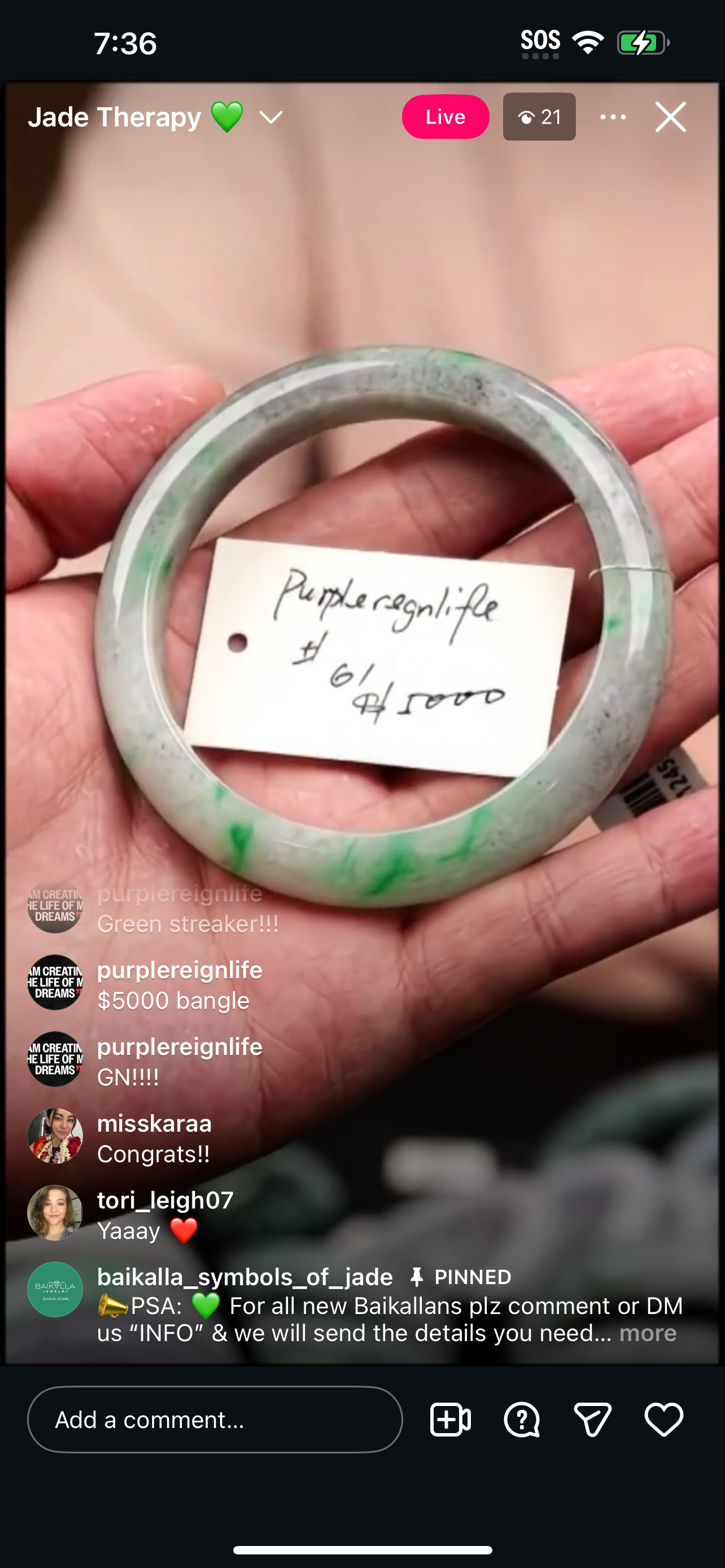 &quot;Live&quot; Apple Green Flowers Natural Jadeite Jade Bangle (12/10/2025)