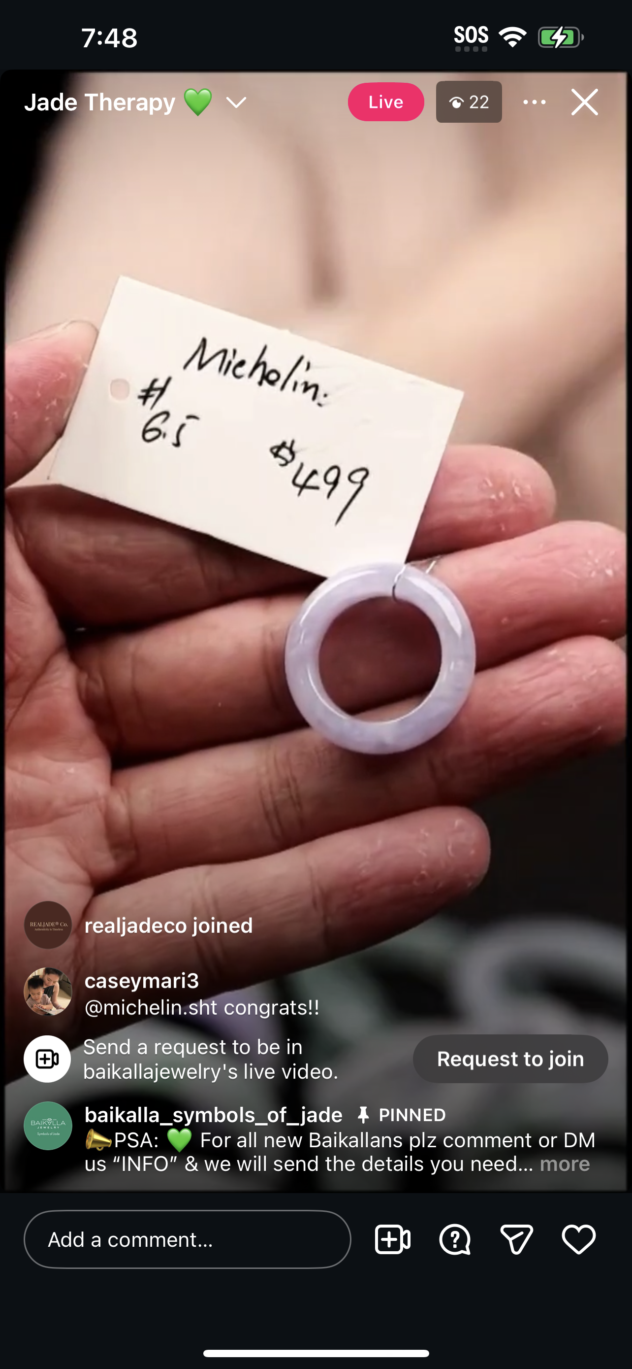 &quot;Live&quot; Lavender Natural Jadeite Jade Finger Bangle (12/10/2025)