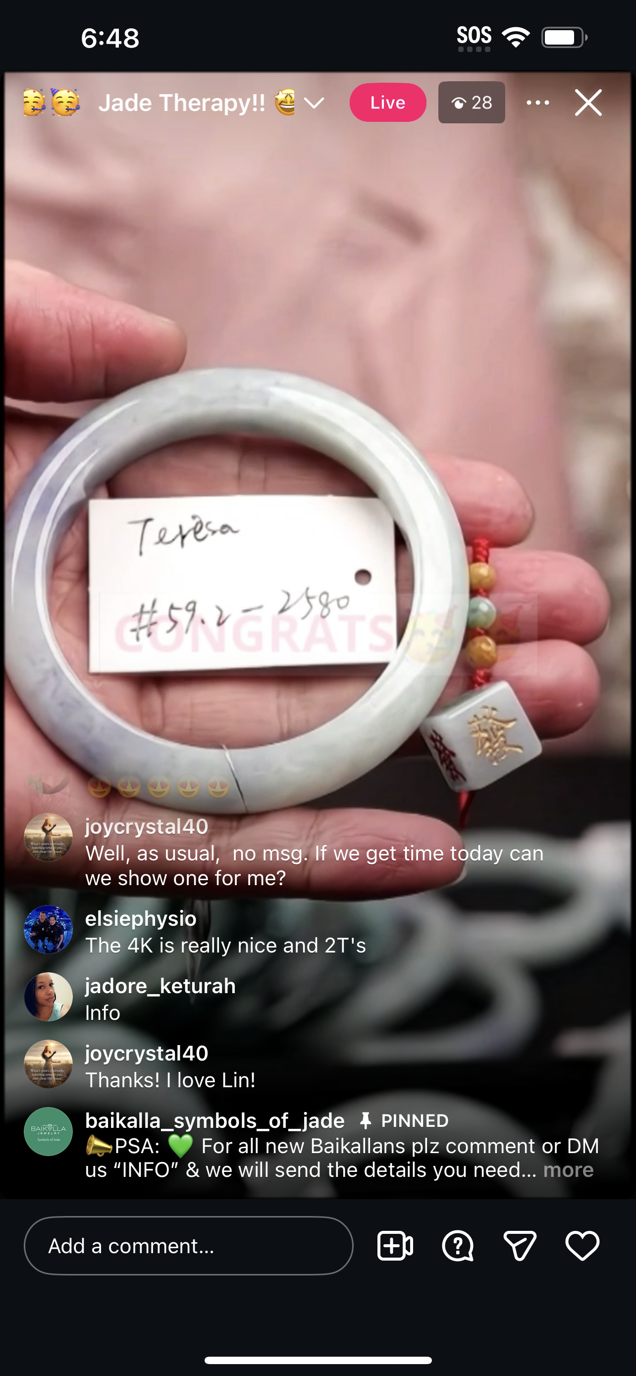 "Live" Blueberry Natural Jadeite Jade Bangle (12/20/2025)