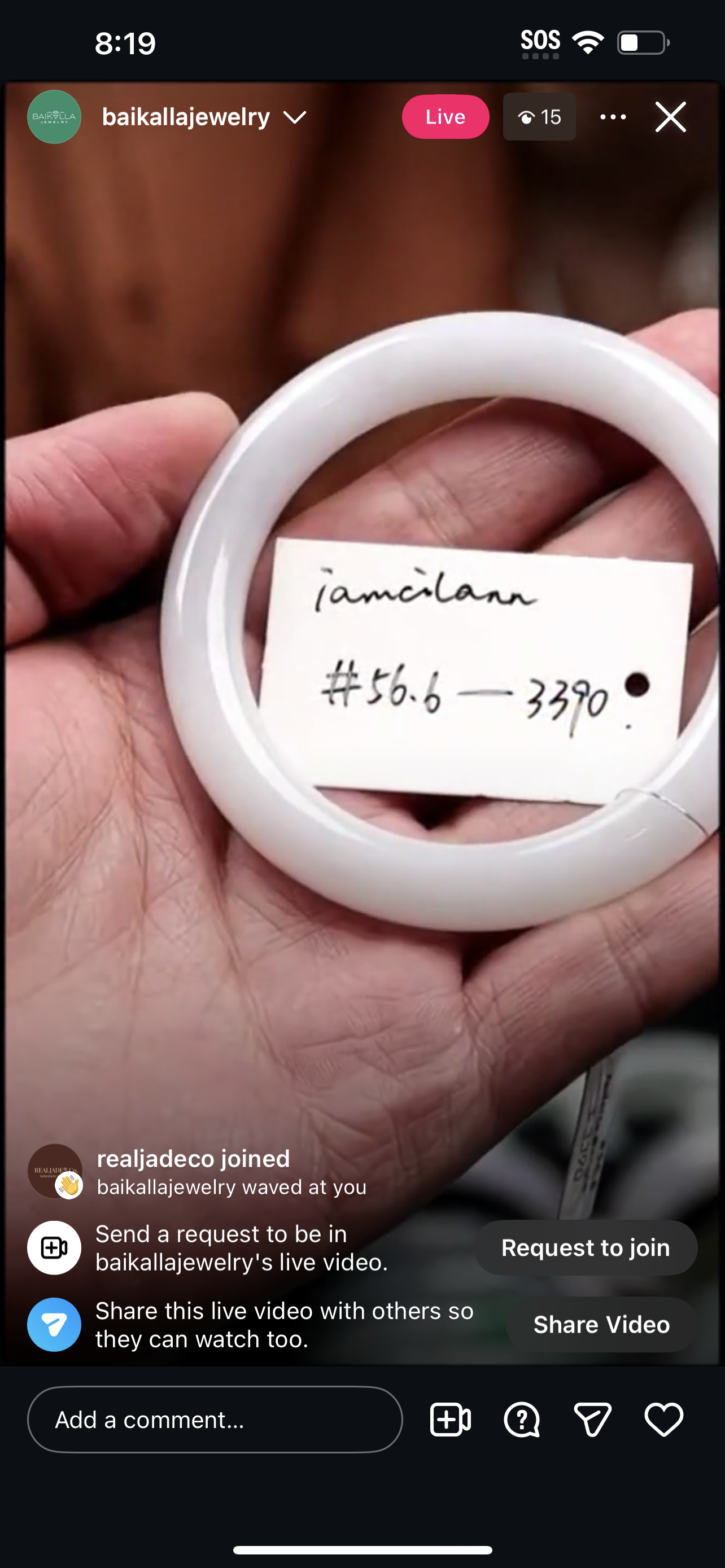 Live Moonlight Natural Jadeite Jade Traditional Bangle (1/6/26)