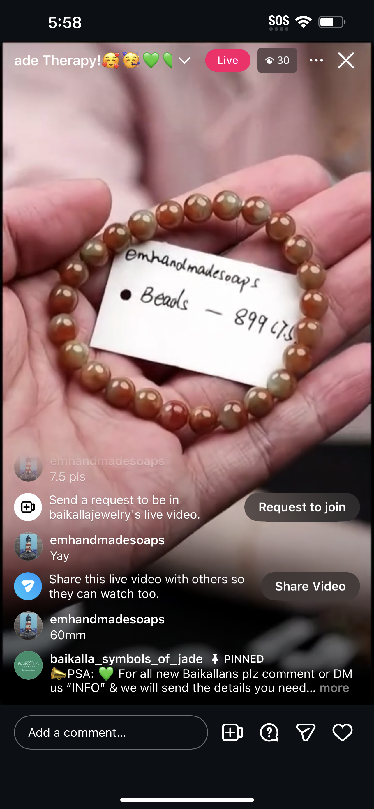 Live Red Natural Jadeite Jade Bead Bracelet (1/13/26)