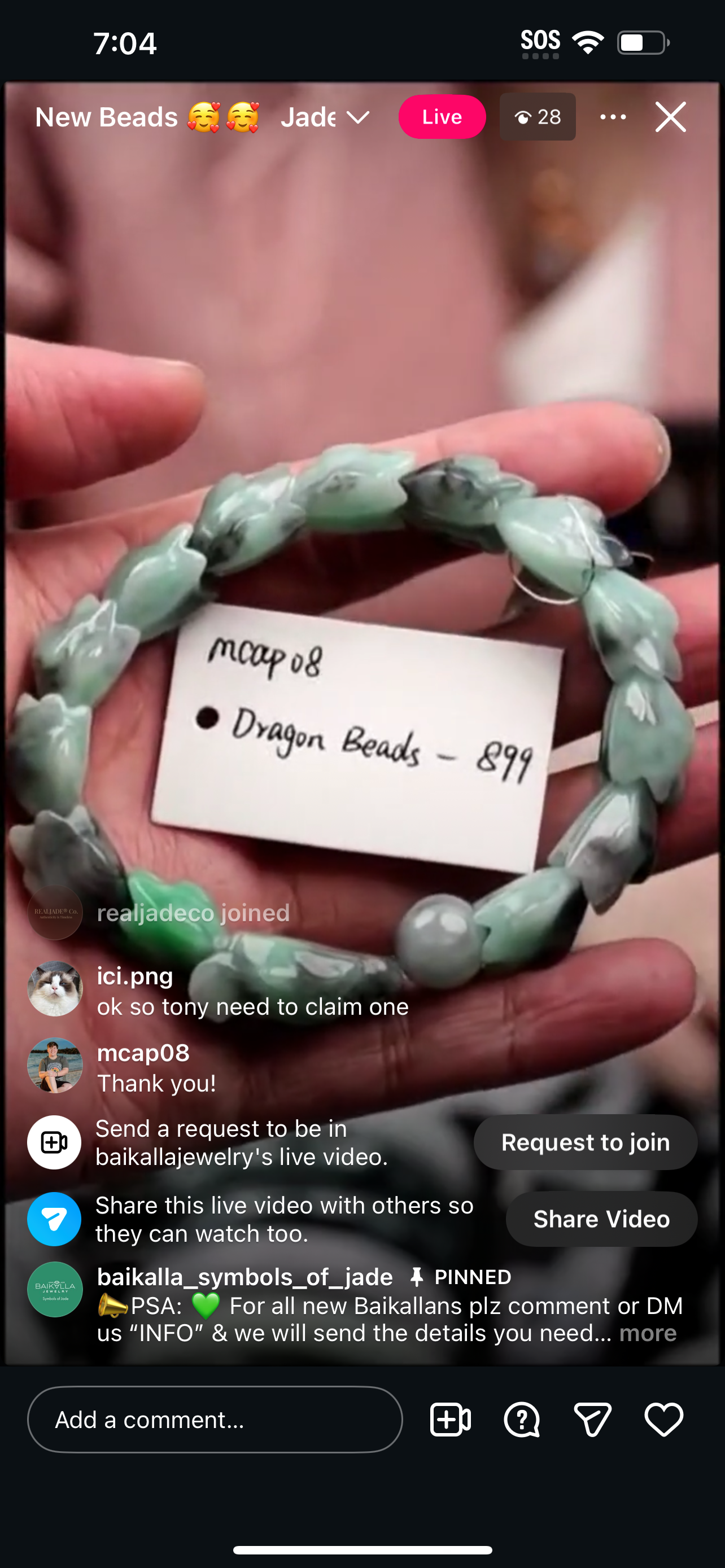 Live Spicy Green Wuji Natural Jadeite Jade Dragon Bead Bracelet (1/15/26)