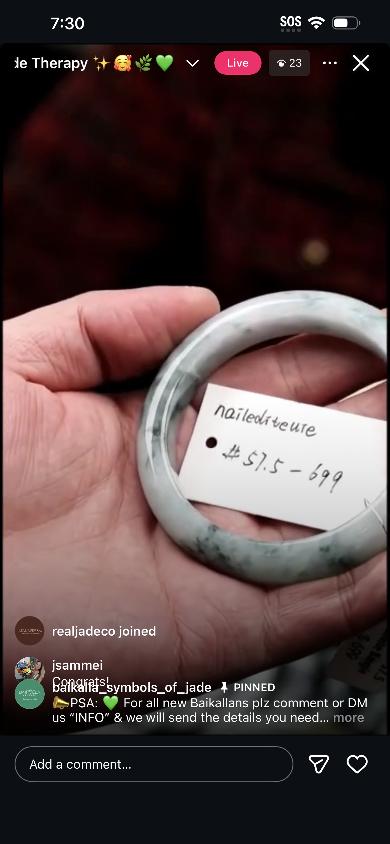 Live Blue Flower Natural Jadeite Jade Bangle (01/20/26)