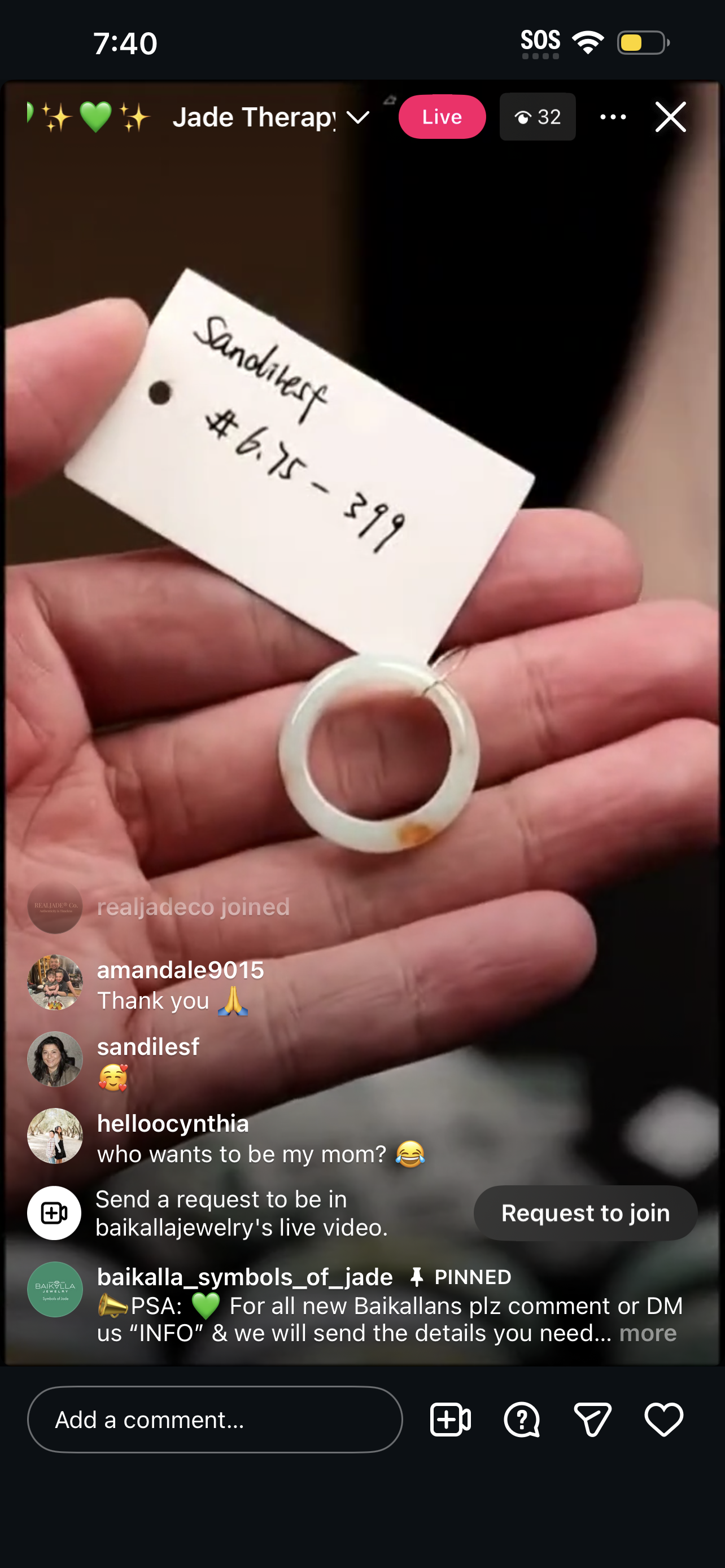 Live Koy Fish Natural Jadeite Finger Bangle (01/22/26)