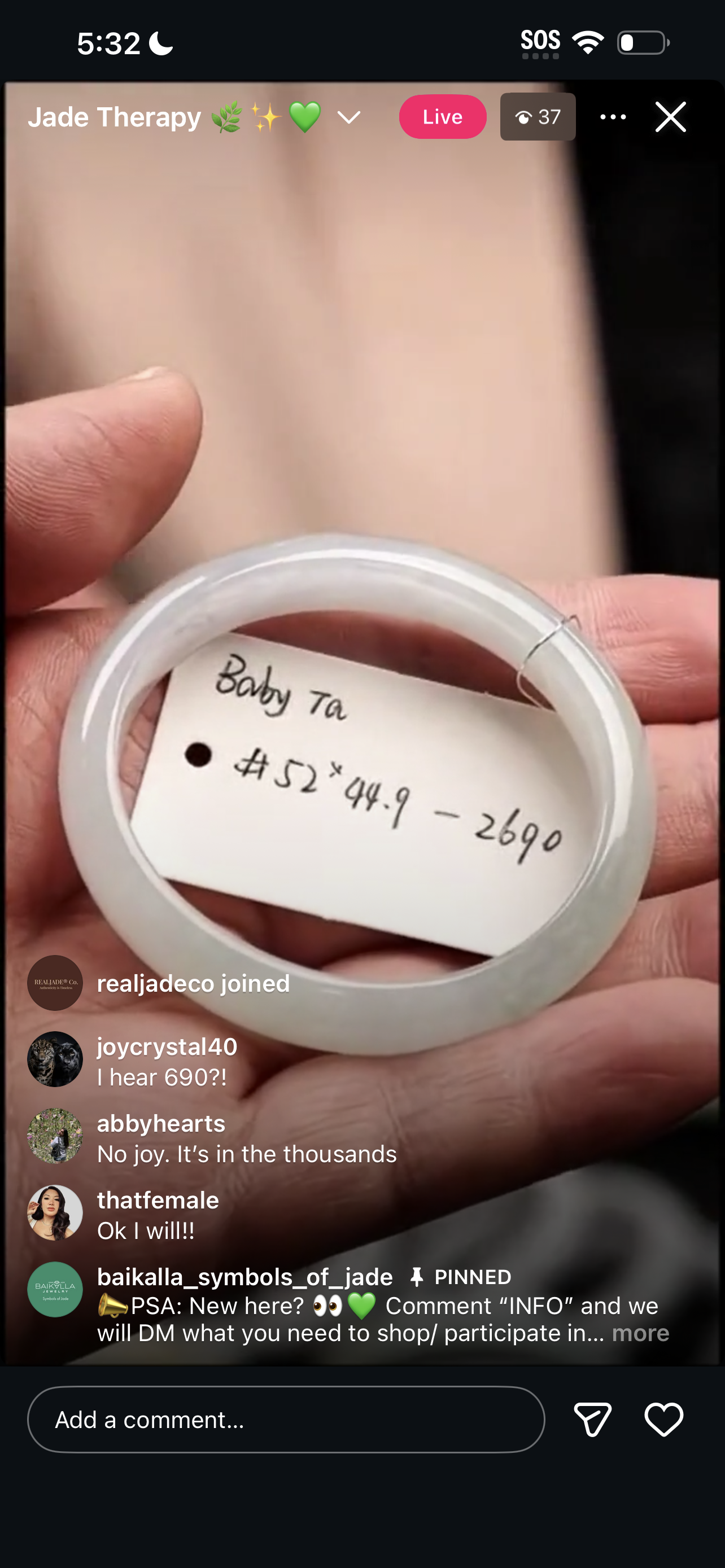 Live Natural Jadeite Jade Bangle (02/02/26)