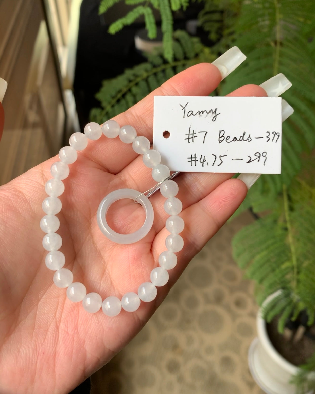 "Live" Natural Icy Jadeite Jade Finger Bangle(02/06/26)