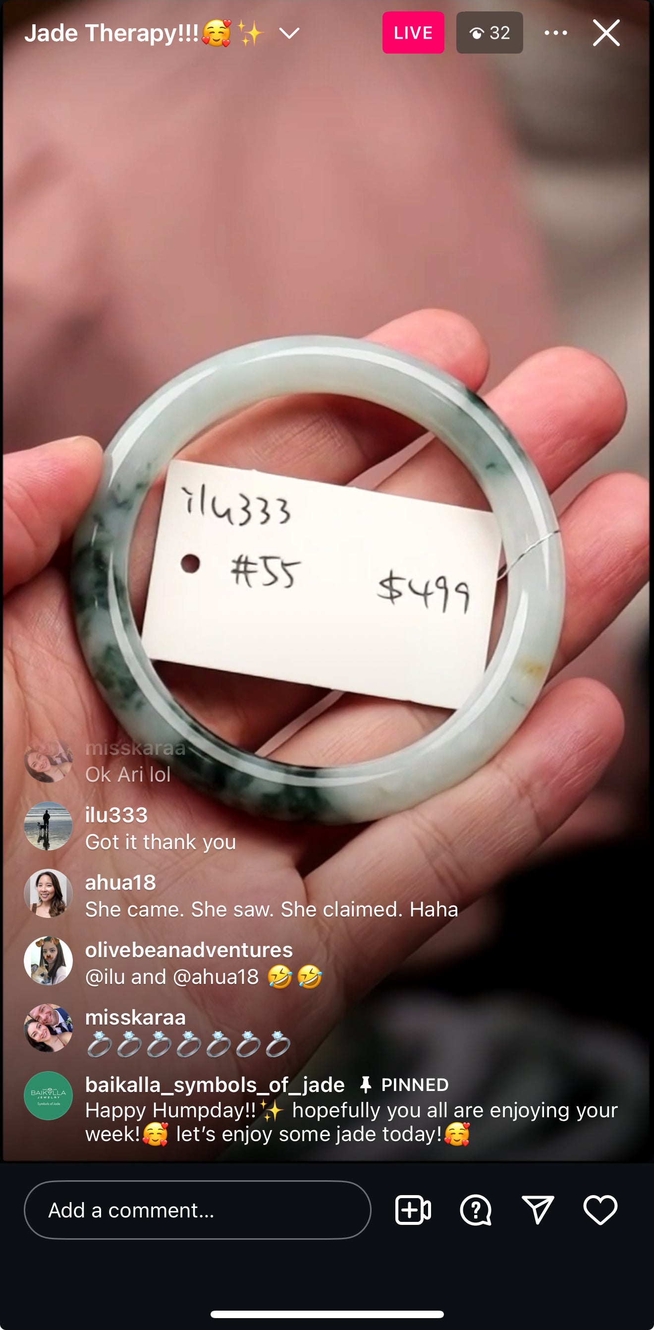 Live "Natural Jadeite Jade Bangle " (05/07/25)