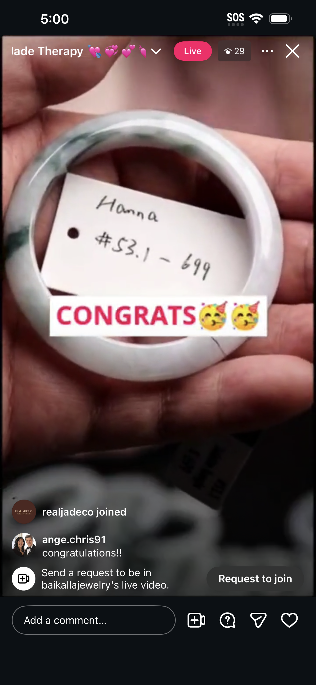 "Live" Natural Blue-Green Flower Jadeite Jade Comfort Fit Bangle (02/14/26)