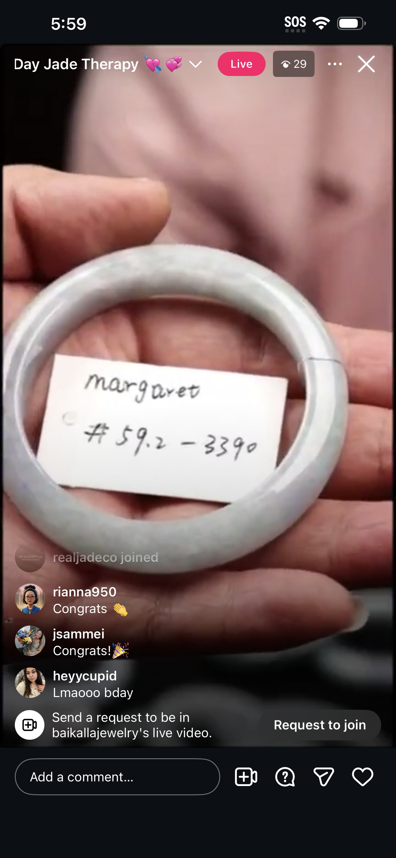 "Live" Natural Blueberry Jadeite Jade Bangle (02/14/26)