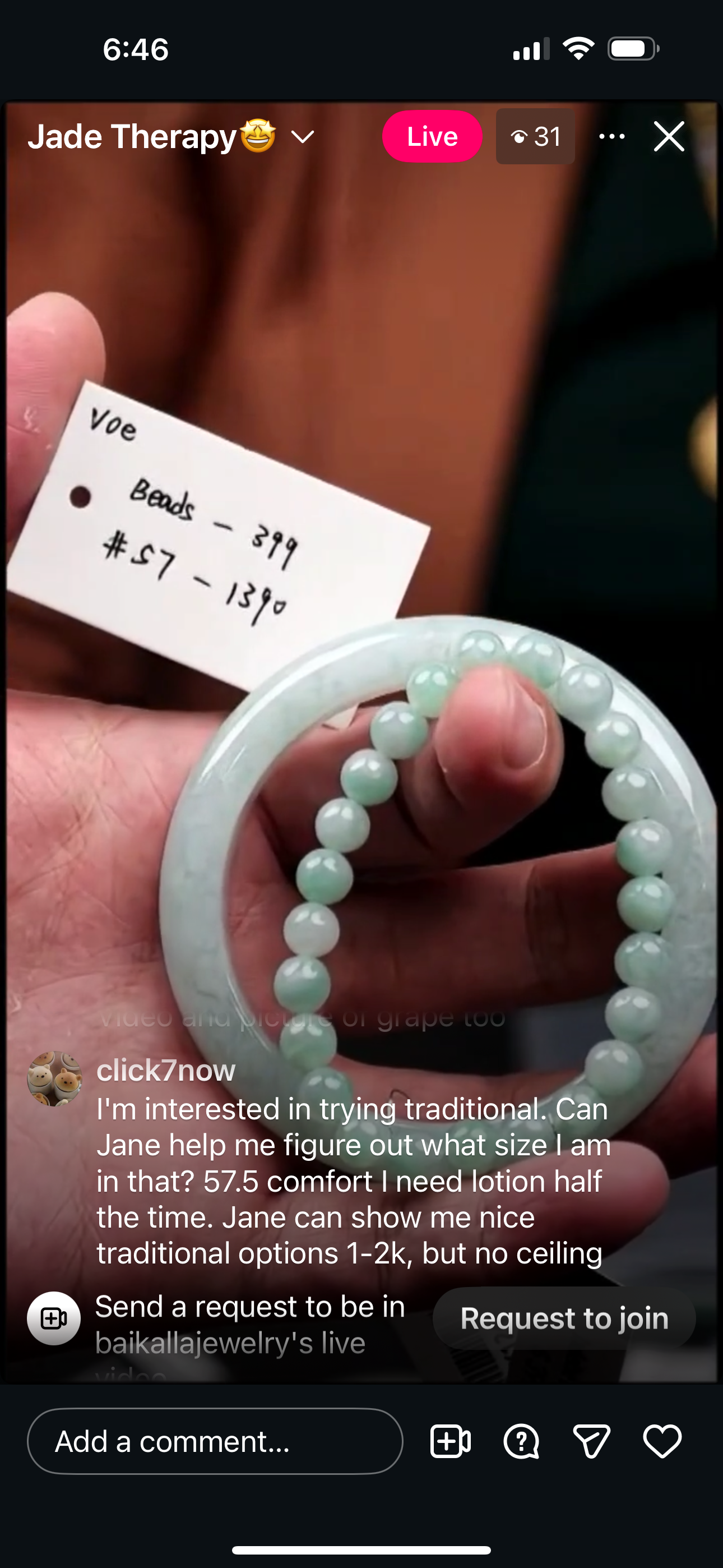 &quot;Live&quot; Light Blue-Green Natural Jadeite Jade Bead Bracelet (12/03/2025)