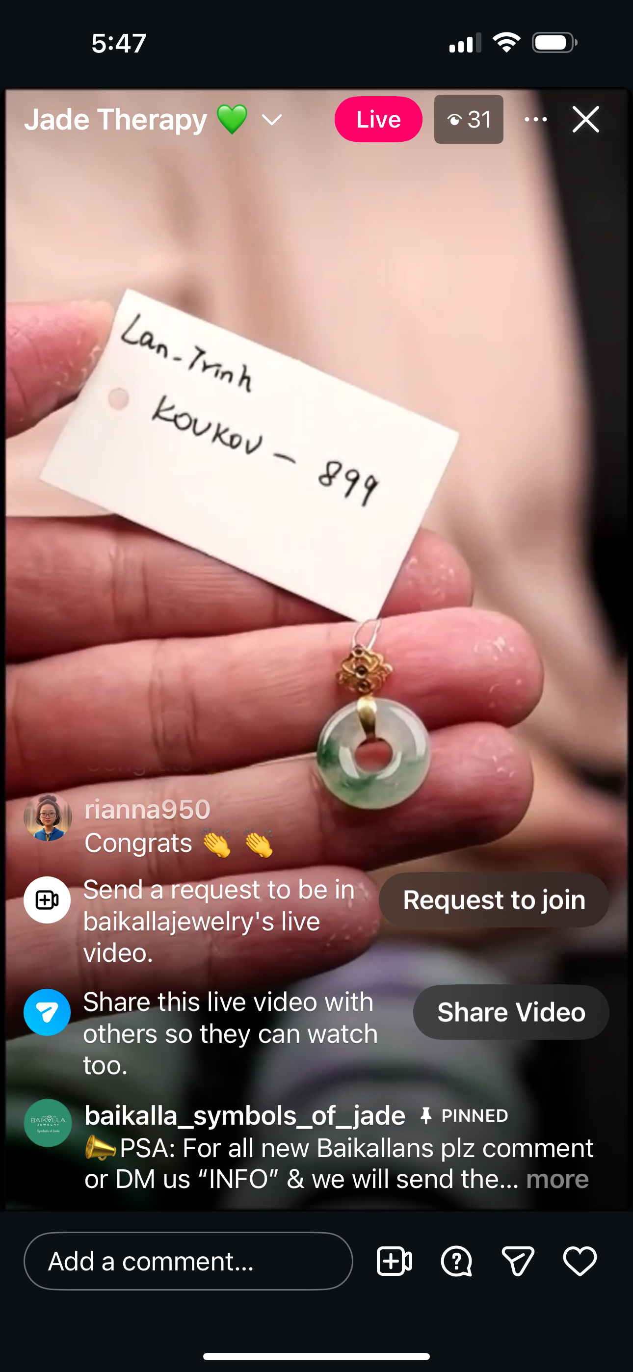 &quot;Live&quot; 18k Icy Green Flower Natural Jadeite Jade Koukou Pendant (12/09/2025)