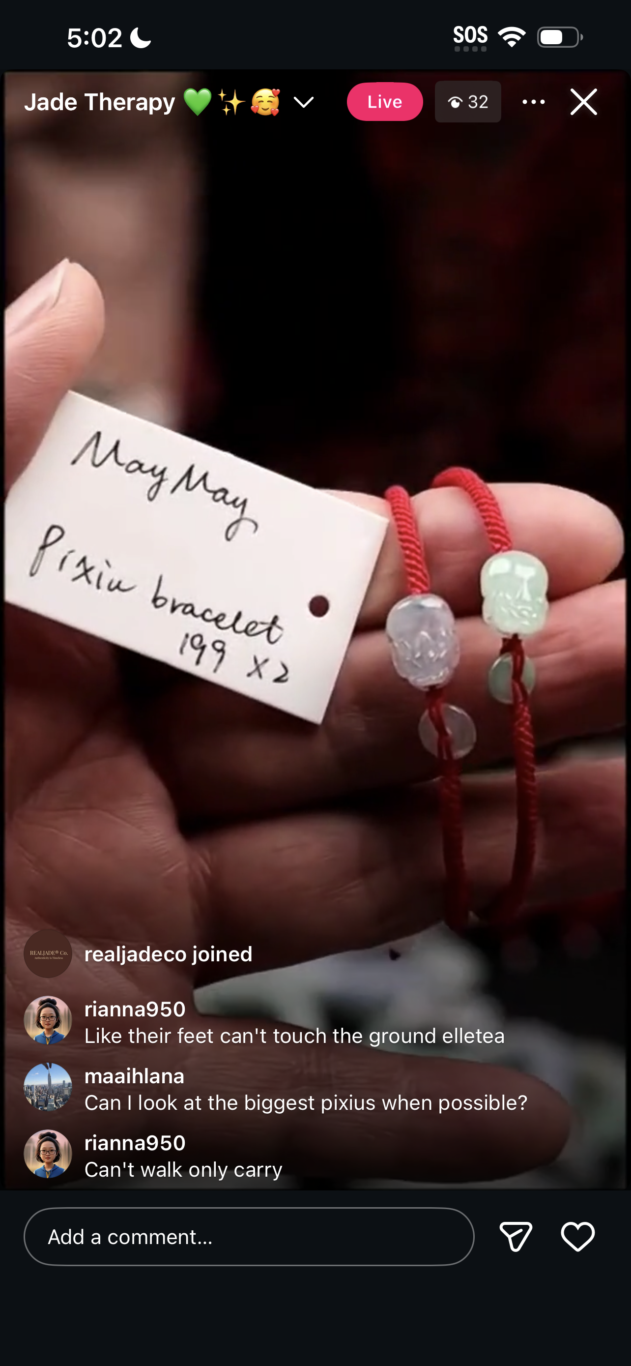 "Live" Icy Natural Jadeite Jade Pixiu Bracelet (02/17/26)