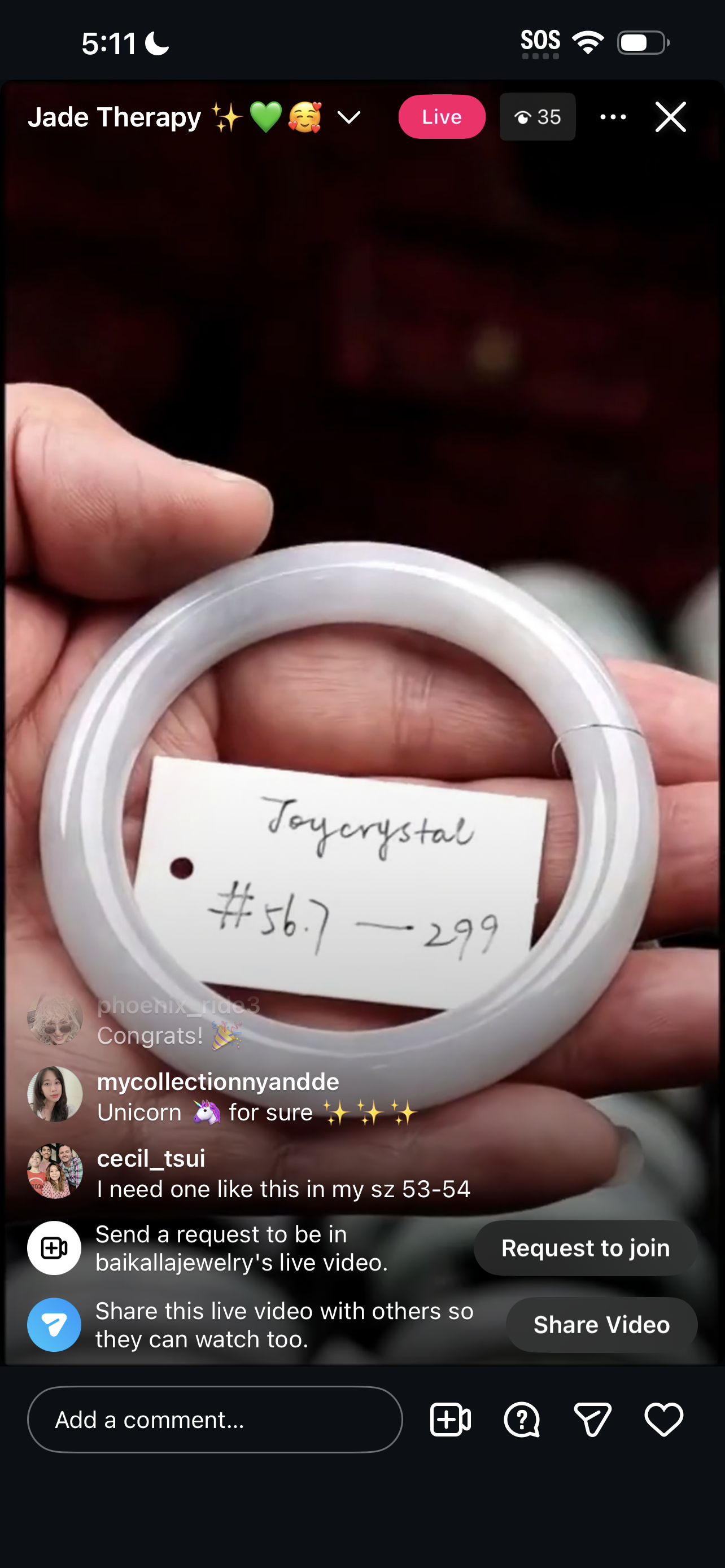 "Live" Natural Periwinkle Jadeite Jade Bangle (02/18/26)
