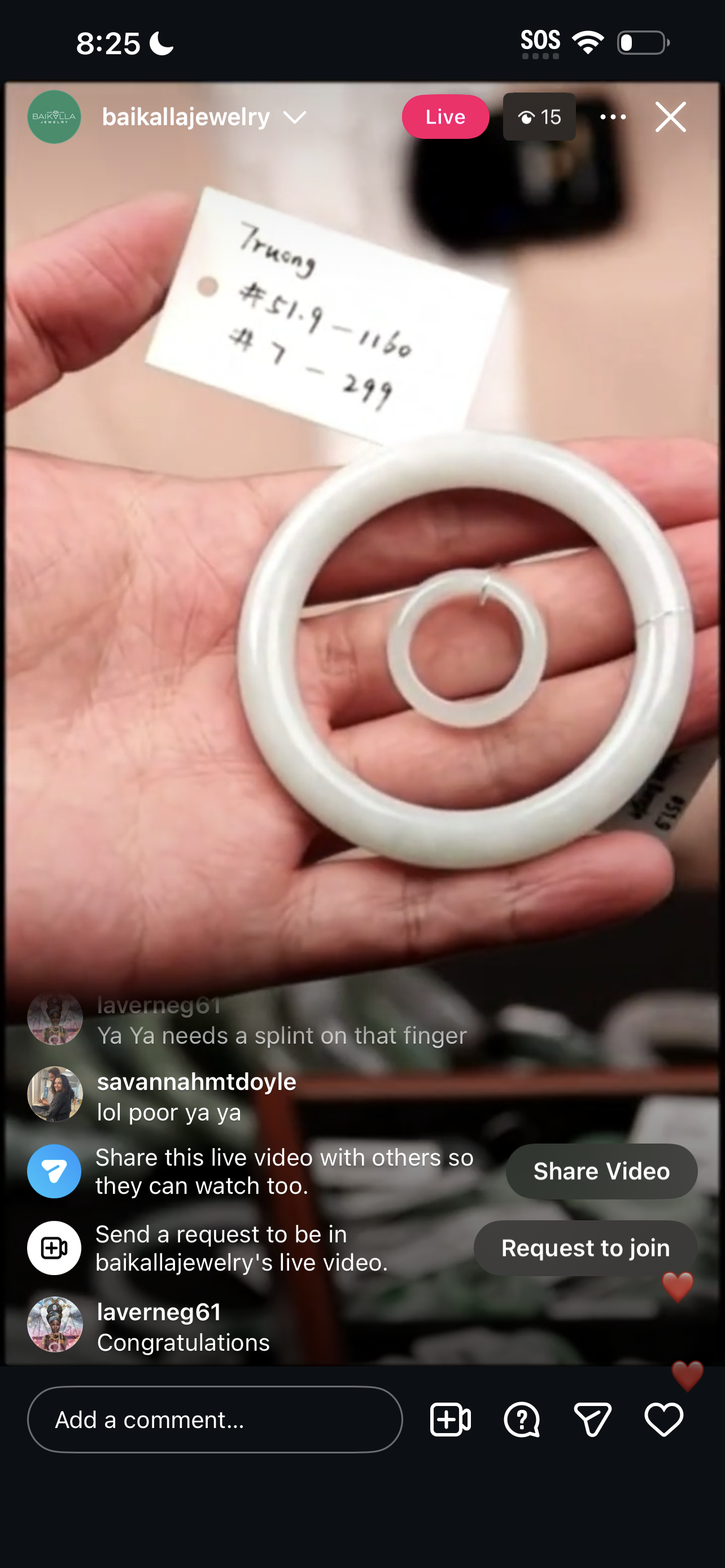 "Live" Natural White Blue-Green Jadeite Jade Bangle (02/19/26)