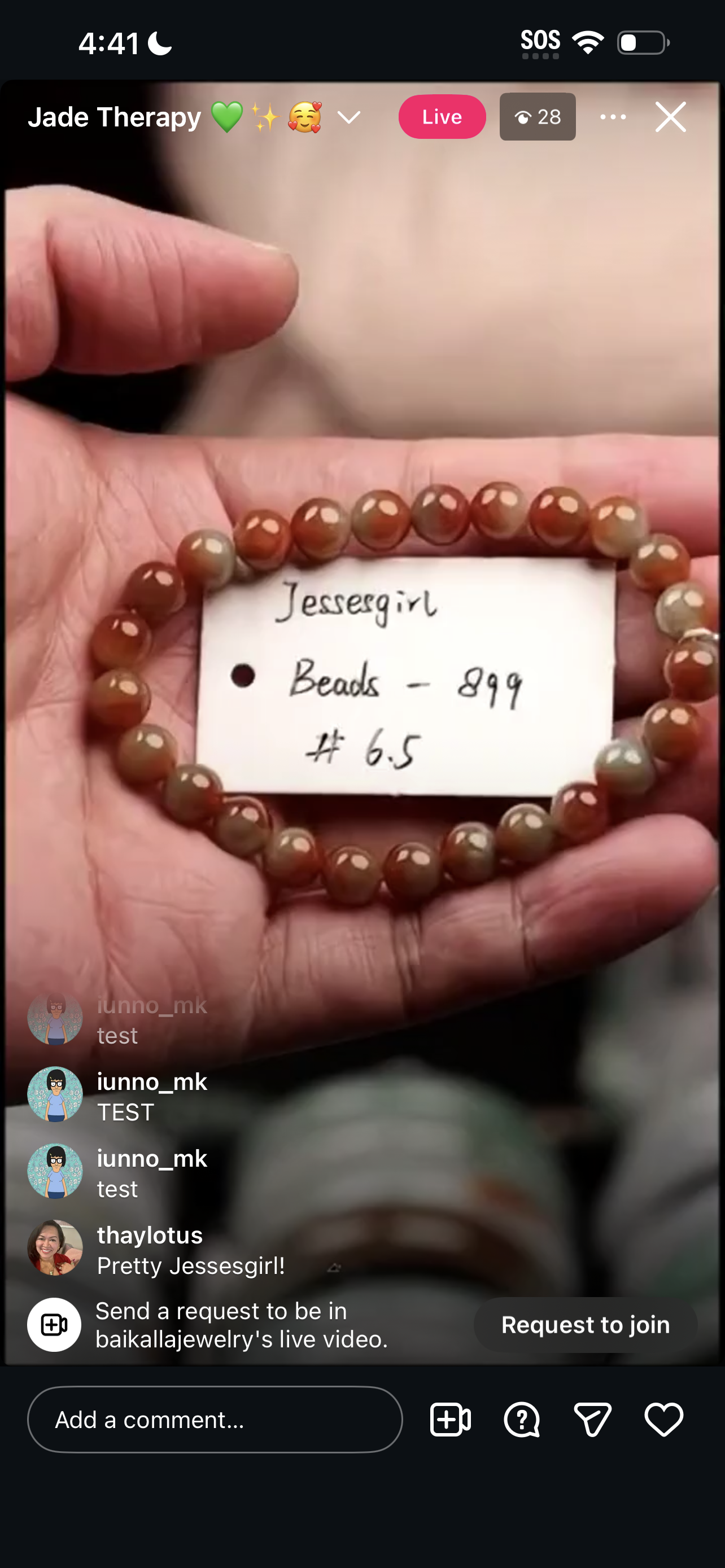 "Live" Natural Red Jadeite Jade Bead Bracelet 02/23/26)