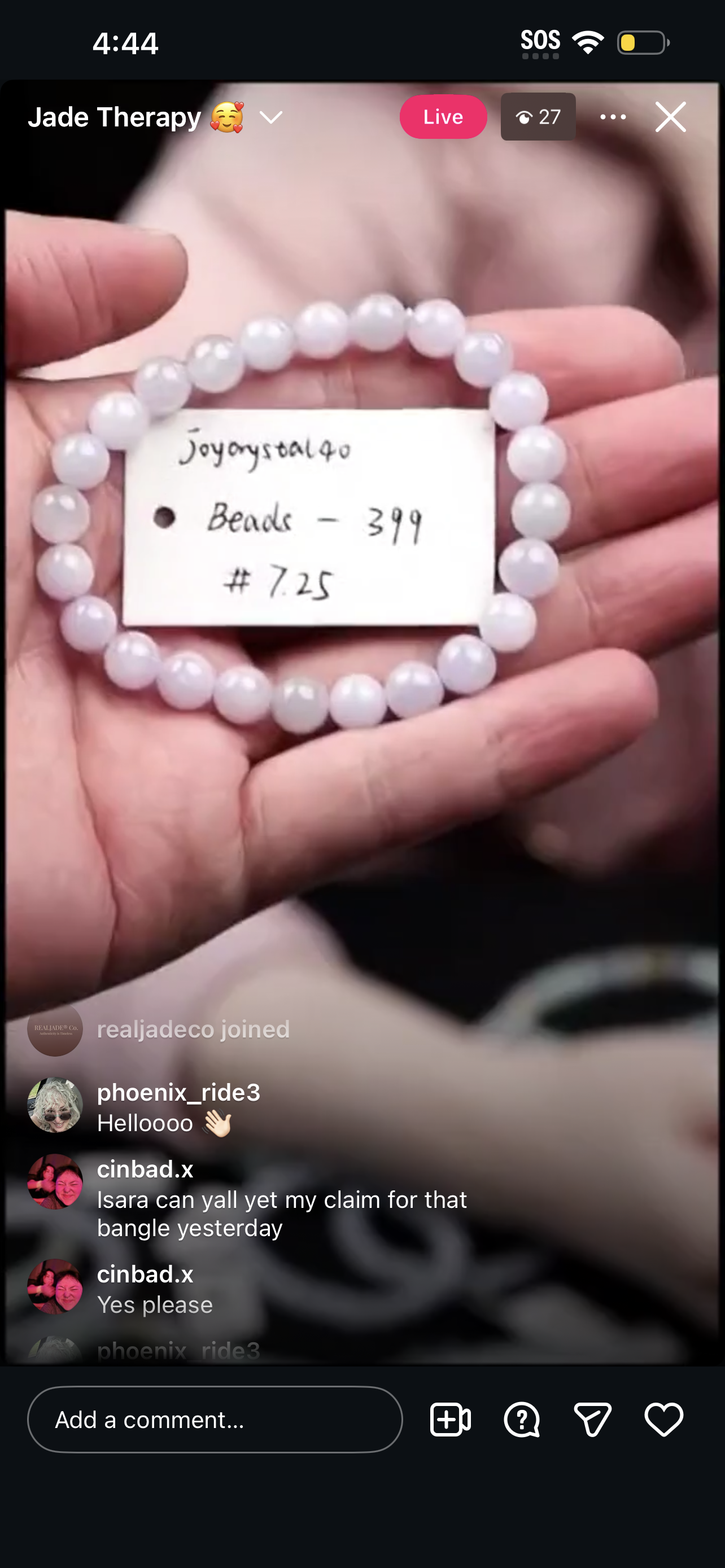 "Live" Natural Icy Light Pink Lavender Jadeite Jade Bead Bracelet (02/24/26)